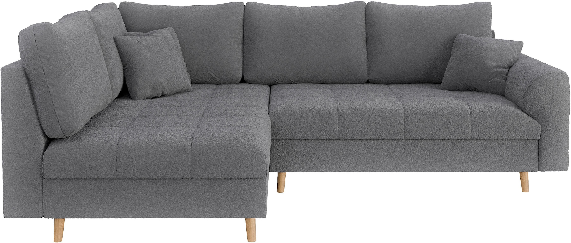 Home affaire Ecksofa »CHARRE L-Form mit Ottomane, Maße B/T/H: 231/161/81 cm«, feine Steppung, lose Rücken- und Zierkissen, auch in Cord und Bouclé