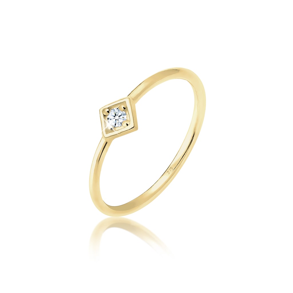 Elli DIAMONDS Verlobungsring »Verlobungsring Geo Diamant (0.03 ct.) 375 Gelbgold«