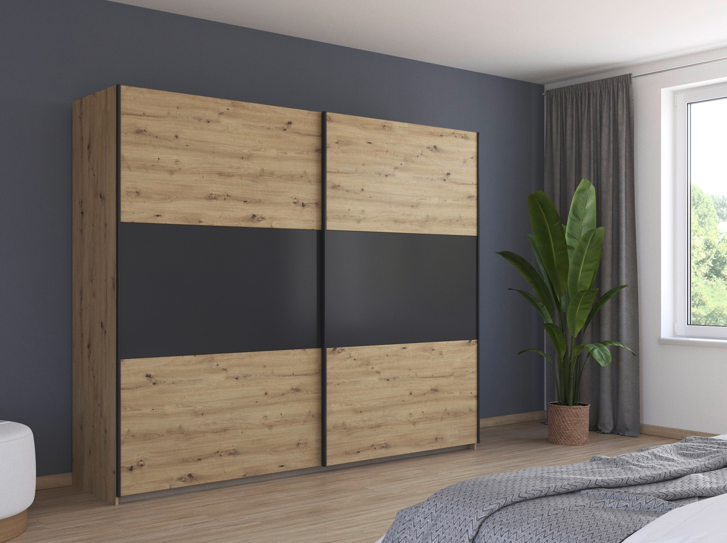 rauch Schwebetürenschrank »Kleiderschrank Schrank Garderobe Garderobenschrank Wäscheschrank NEO«, (in 3 verschiedenen Ausstattungen BASIC/CLASSIC/PREMIUM), mit großzügigem Stauraum und vielfältigen Farbkombinationen