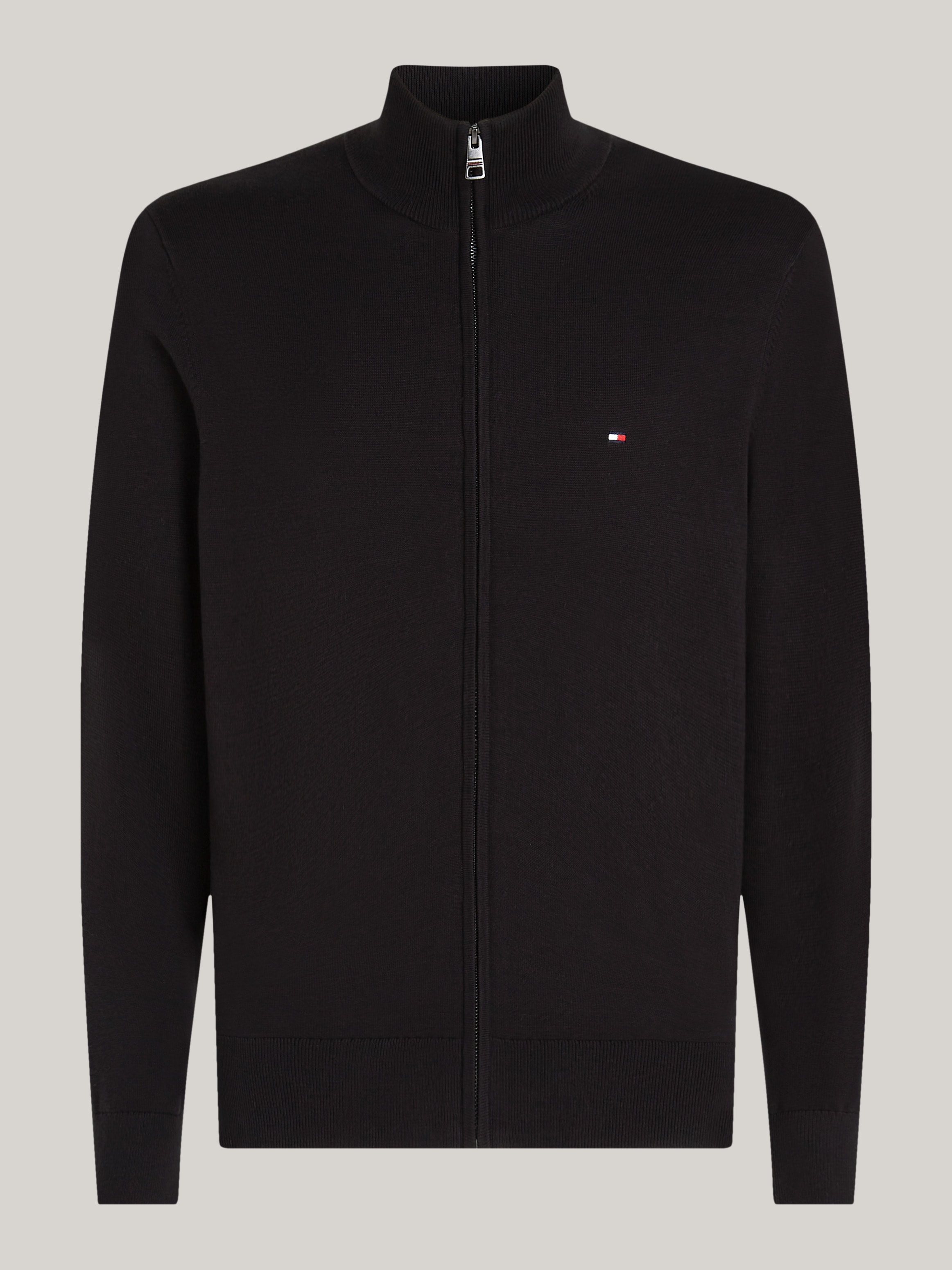 Tommy Hilfiger Strickjacke »ESSENTIAL COTTON ZIP THRU« mit Logostickerei