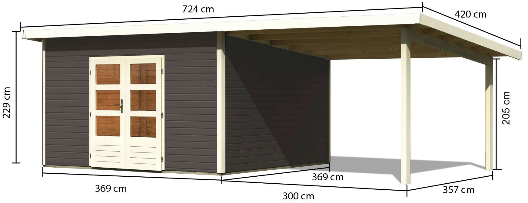 Karibu Gartenhaus »Perlsee 5«, (Set), mit Anbaudach