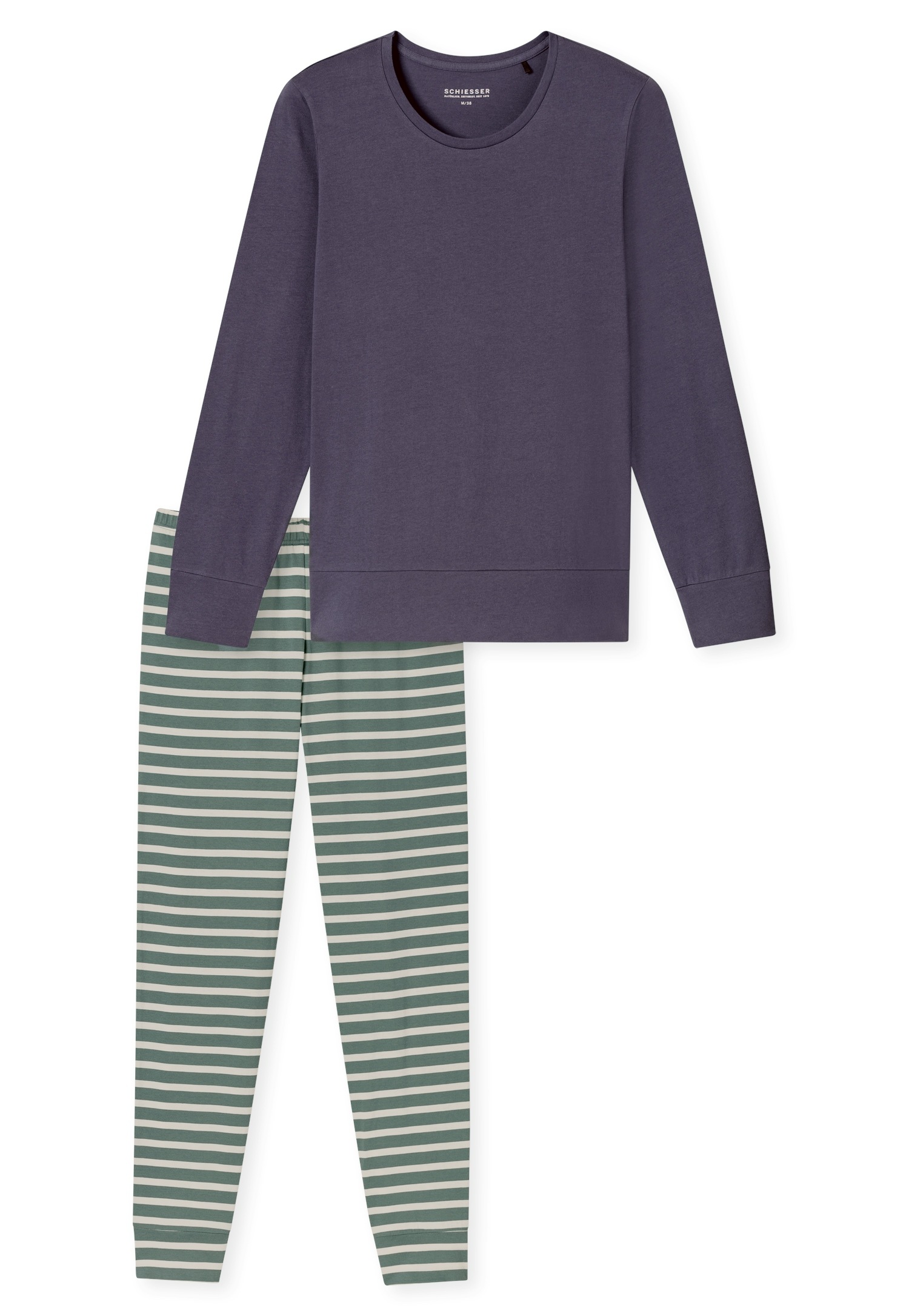 Schiesser Schlafanzug »Casual Essentials« 2 tlg. Baumwolle, Rundhalsausschnitt, langärmelig