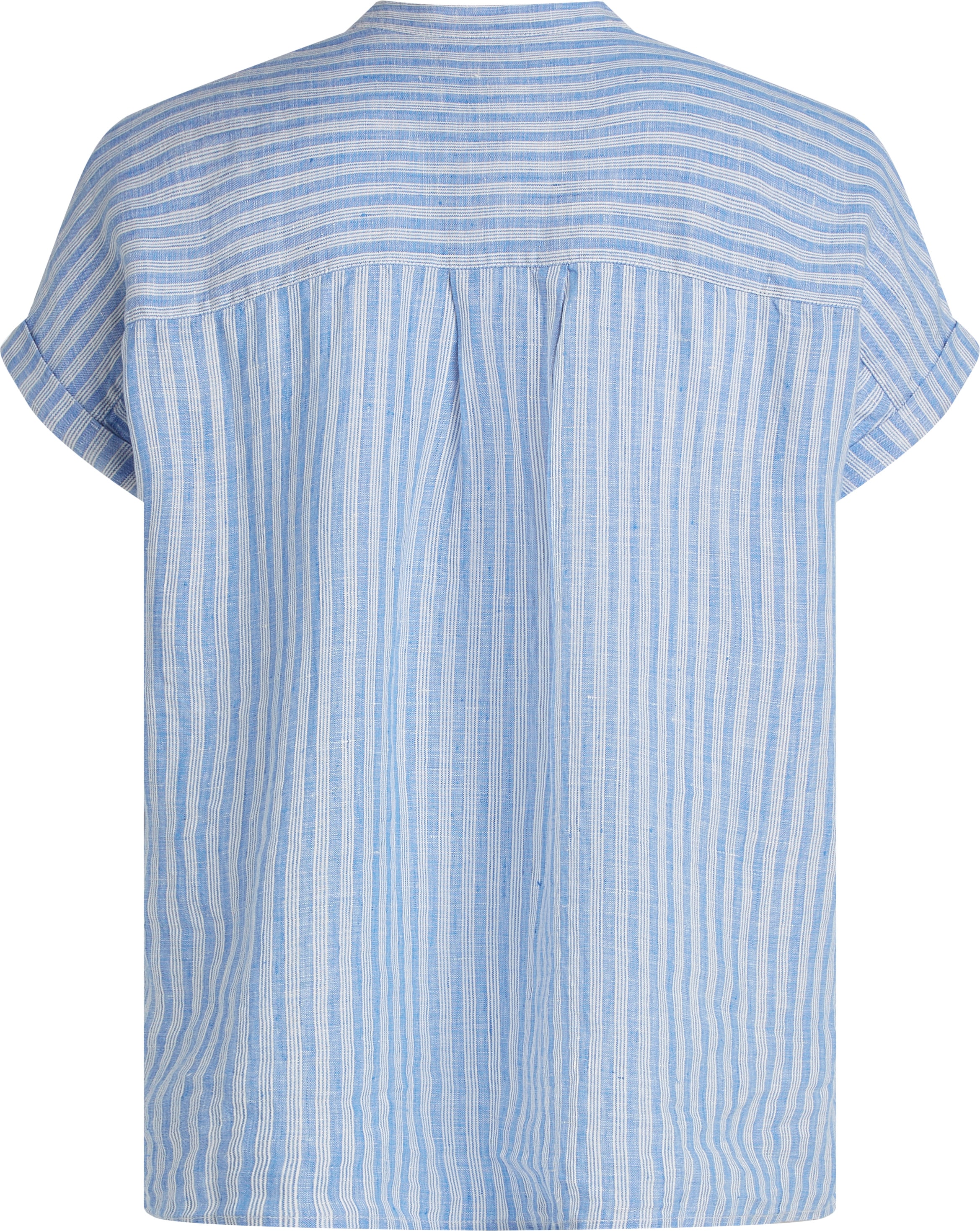 Tommy Hilfiger Kurzarmbluse »ESS LINEN COLLARLESS S/S BLOUSE« mit Logostickerei ,kühlendes Premium Leinen