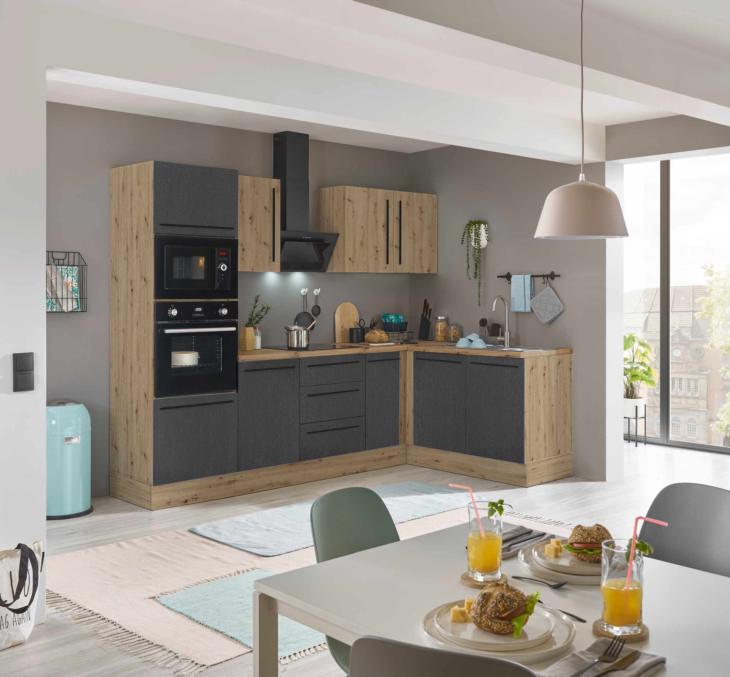 KOCHSTATION Winkelküche »Florida, Stellbreite 270x165 cm«, wahlweise mit E-Geräten, mit Softclose für Türen und Schubkästen