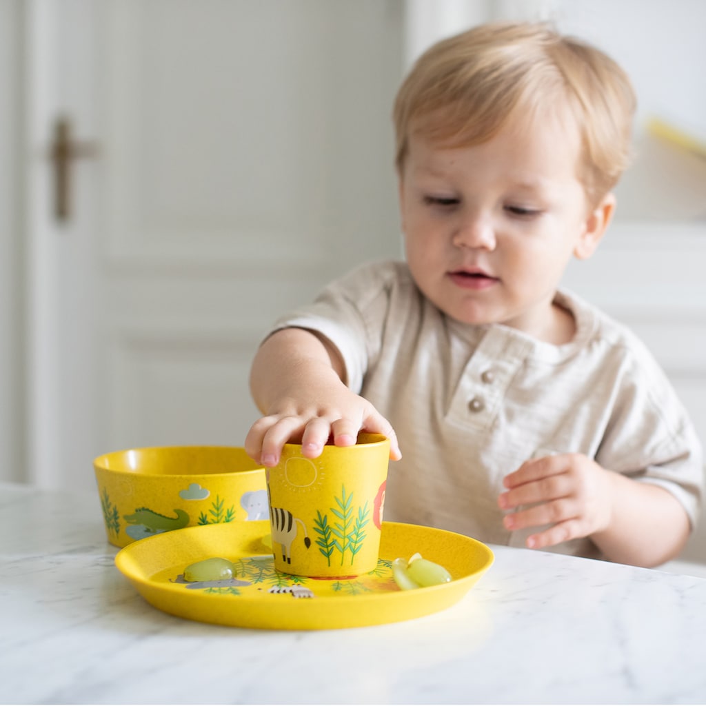 KOZIOL Kindergeschirr-Set »CONNECT AFRICA«, (Set, 3 tlg., 3er-Set Kleiner Teller + Schale + Becher)