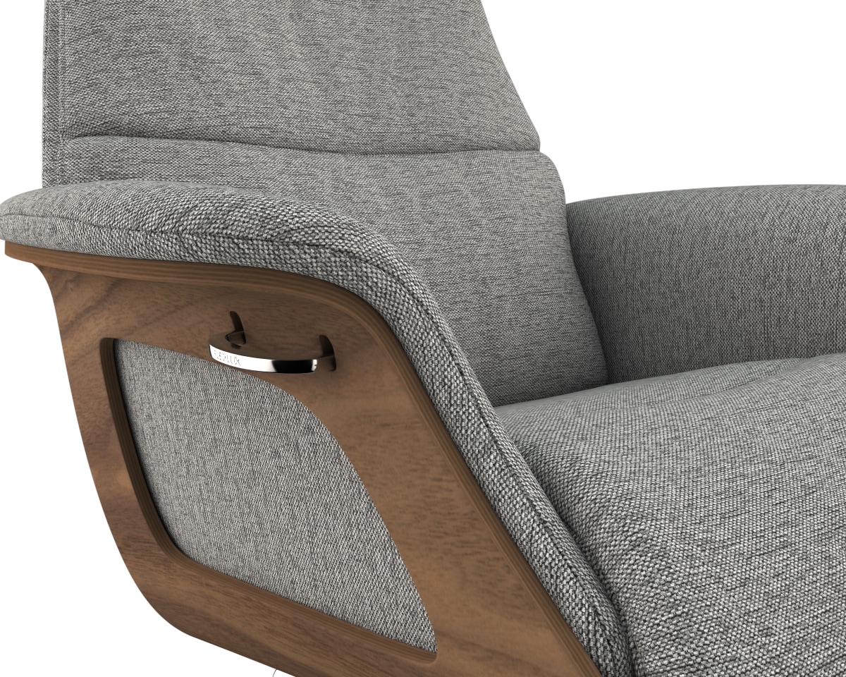 FLEXLUX Relaxsessel »Clement Relaxstuhl, Polstersessel, Liegesessel, TV-Sessel,«, Rücken- & Kopfteilverstellung, Drehbar, Armlehne Walnuss, Fuß Alu