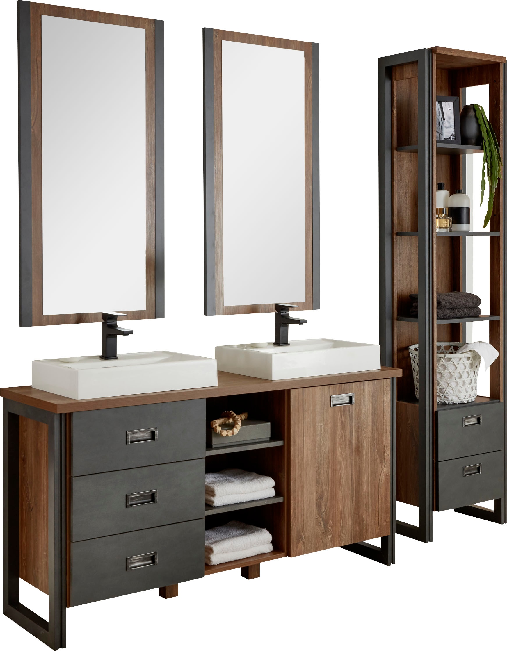 Home affaire Badmöbel-Set »Detroit, Bad im Industrialdesign, 3-teiliges Bad günstig online kaufen