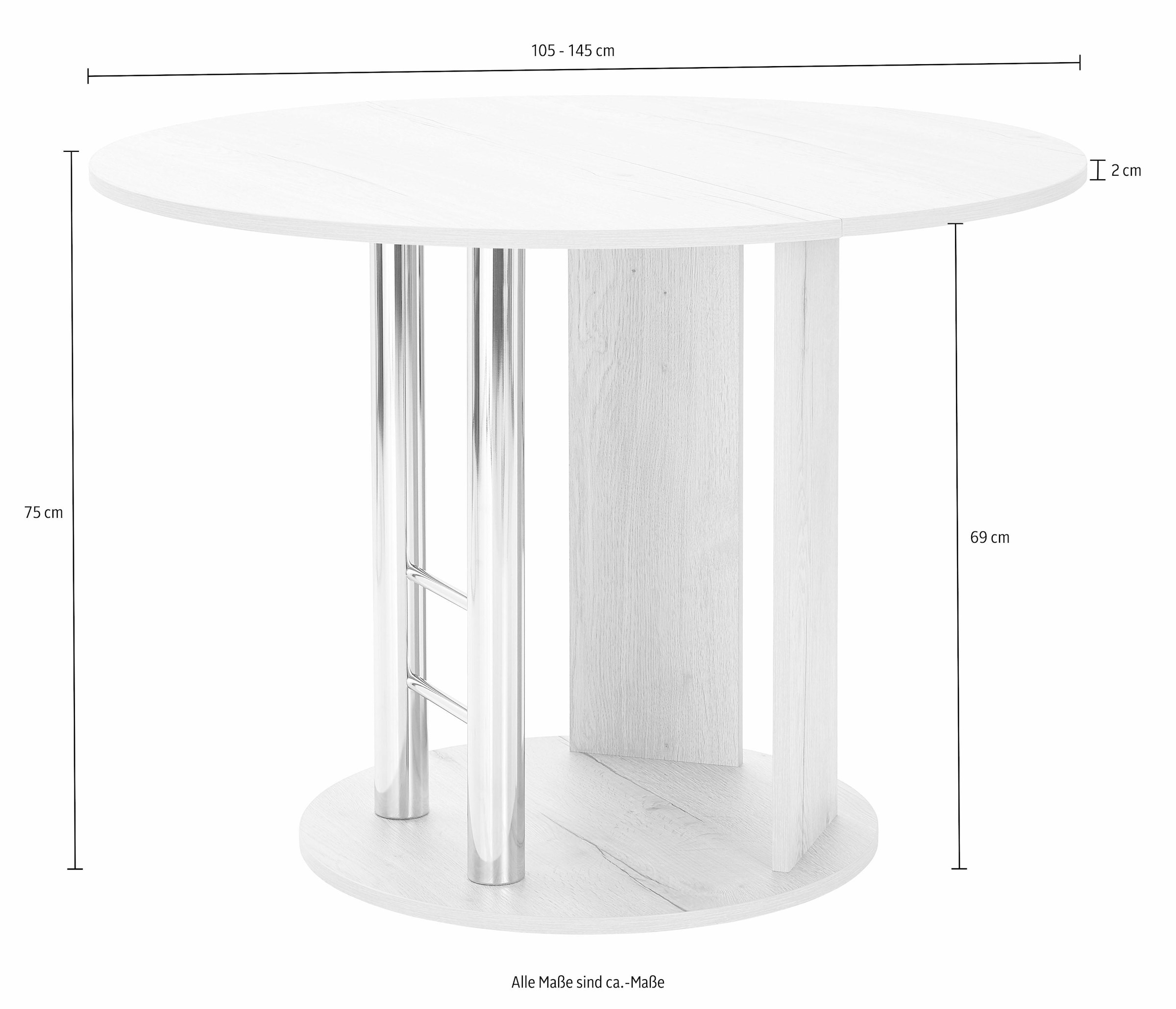 Home affaire Säulen-Esstisch »Rondell«, Breite 105-145 cm