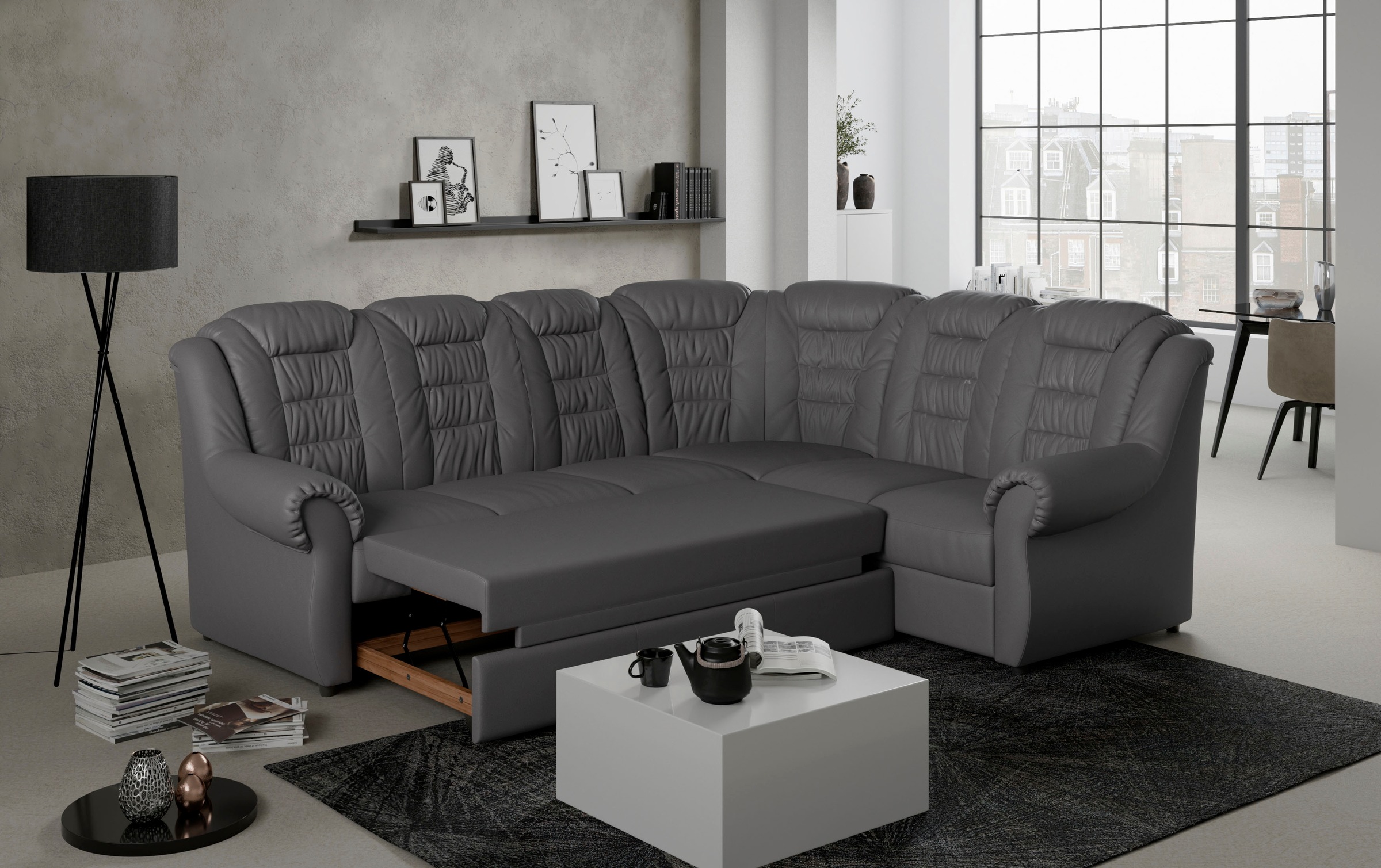 Home affaire Ecksofa »Boston L-Form«, mit hoher Rückenlehne, wahlweise mit günstig online kaufen