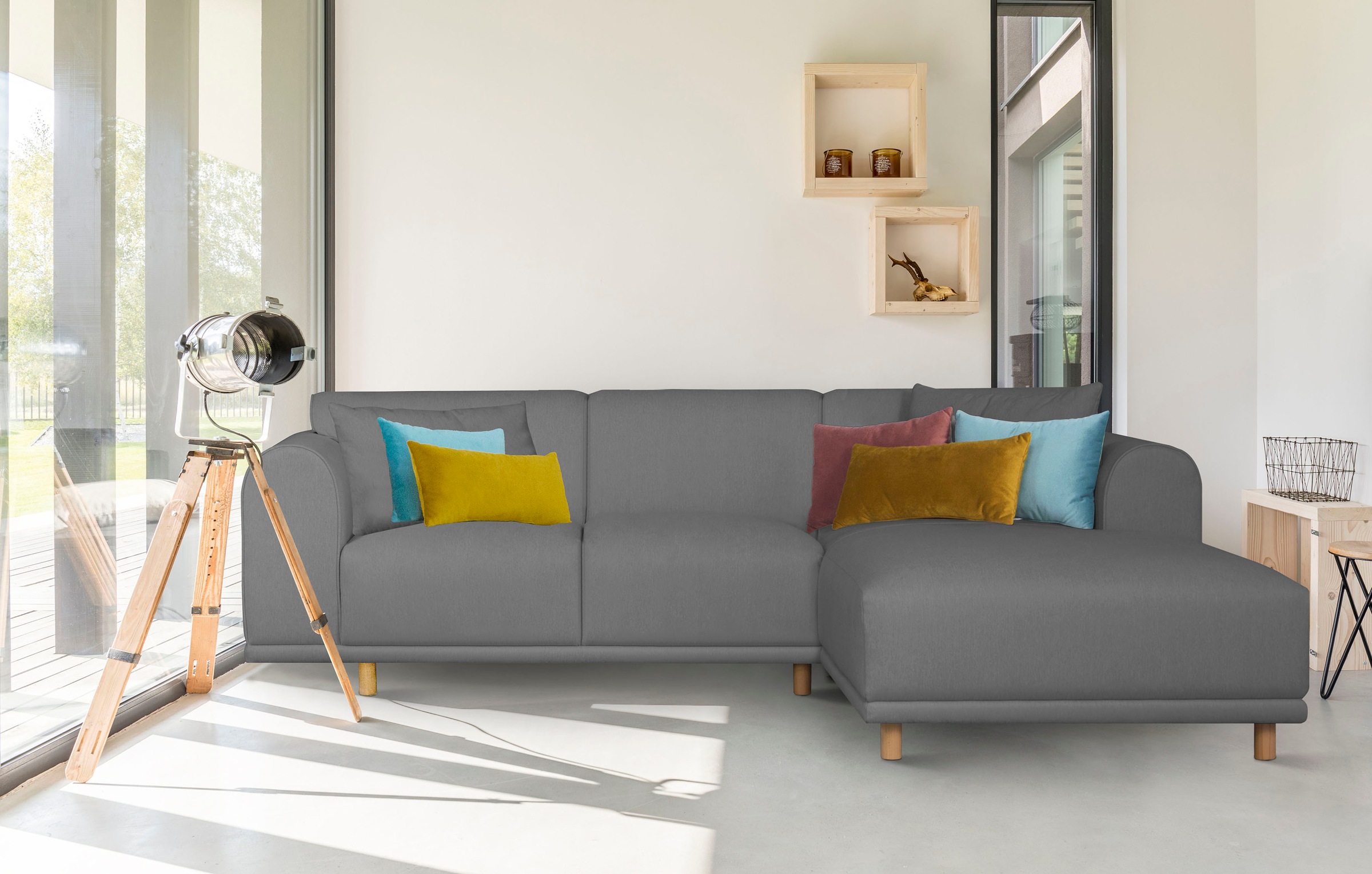 andas Ecksofa "Maroon L-Form", in skandinavischem Design, mit losen Kissen günstig online kaufen