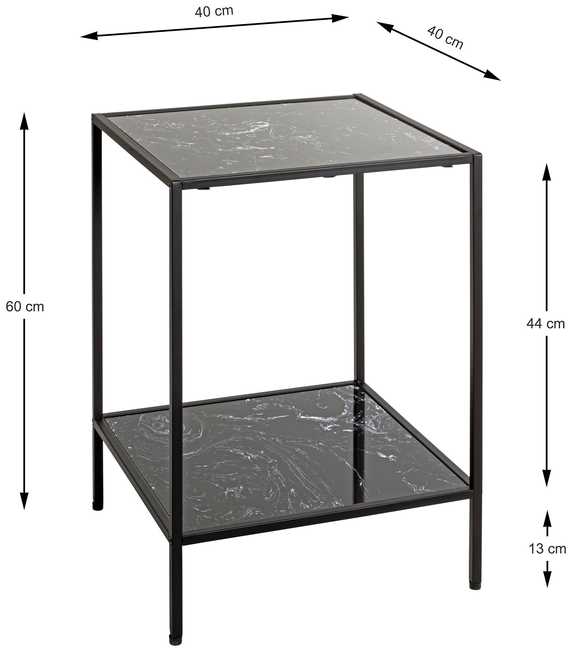 HAKU Beistelltisch »Sofatisch, Wohnzimmertisch« 1 Stk. tlg. quadratisch - aus Kunstmarmor Schwarz B/T/H 40/40/60 cm