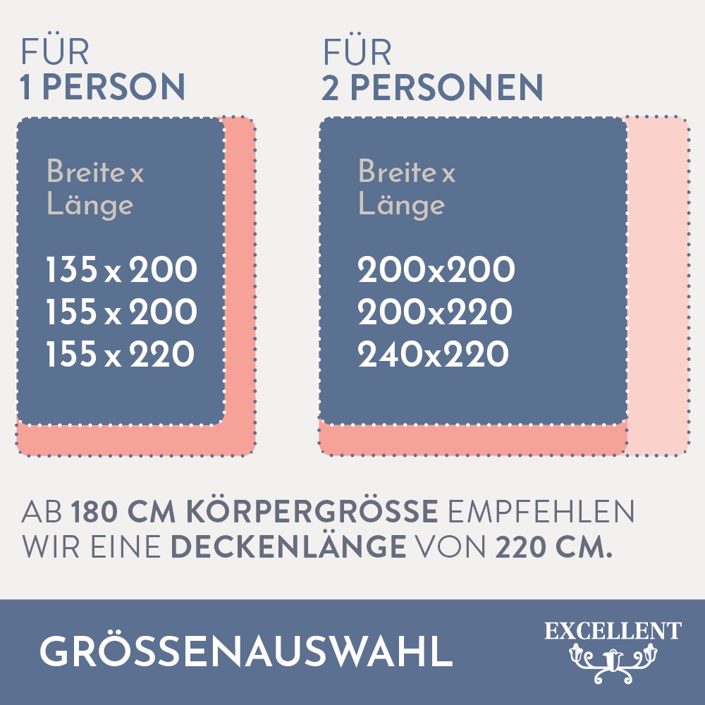 Excellent Daunenbettdecke »Überraschungsbox«, leicht, Füllung 90% Daunen, 10% Federn, Bezug Baumwolle, (1 St.), absoluter Sonderpreis, wegen Lagerräumung, Solange der Vorrat reicht