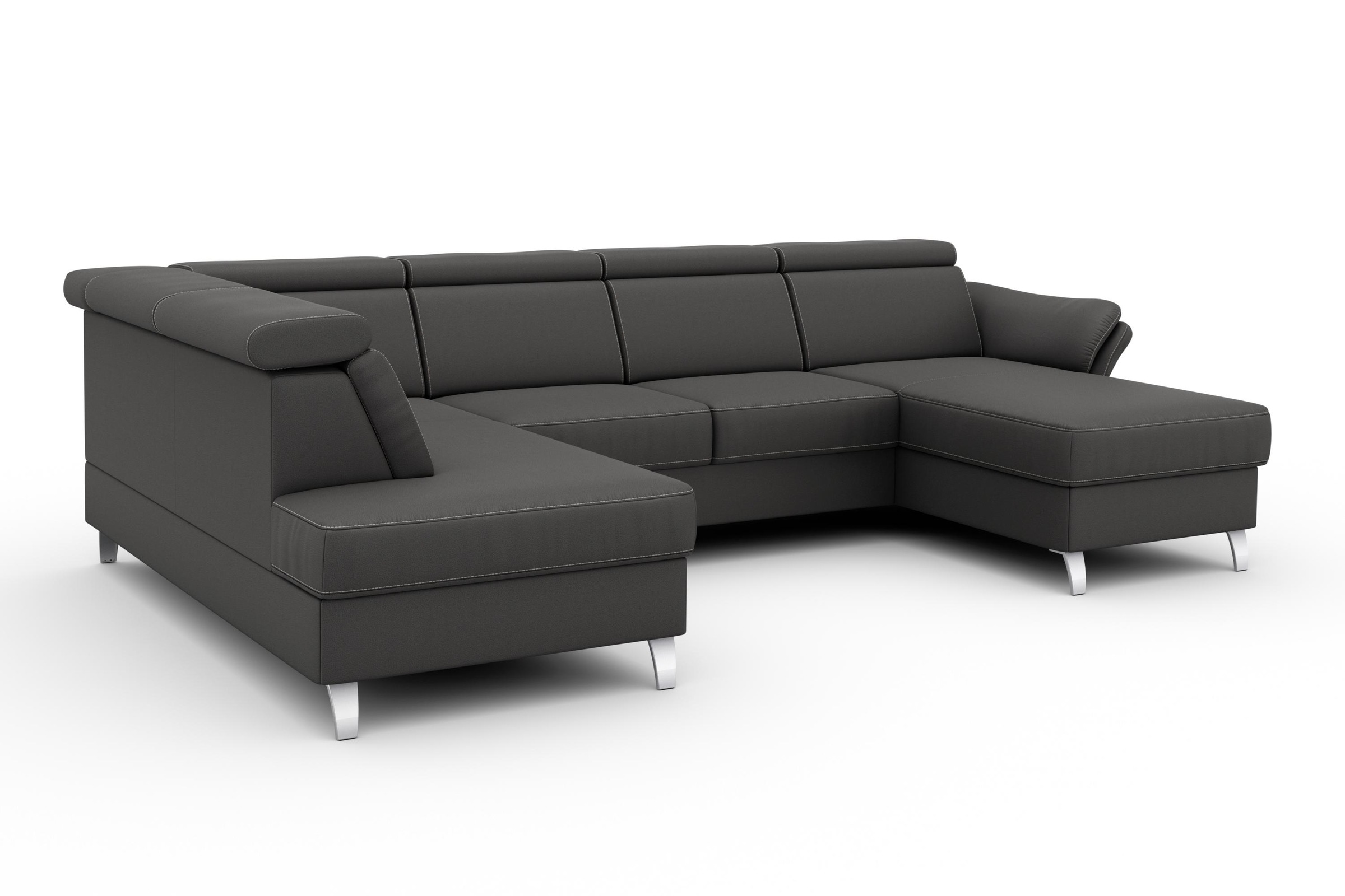 sit&more Wohnlandschaft »Vincenzo U-Form«, inklusive Kopfteilverstellung, wahlweise mit Bettfunktion, Bettkasten