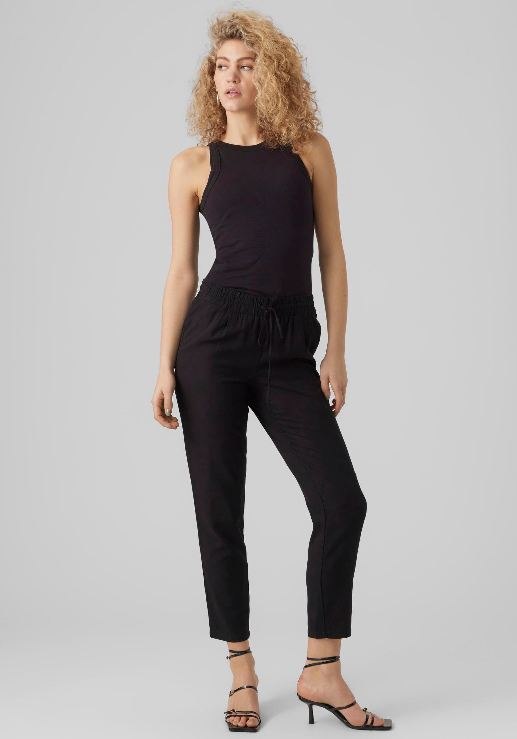 Vero Moda Schlupfhose »VMJESMILO MW ANKLE PANTS WVN NOOS«, mit elastischem Bündchen und Kordelzug
