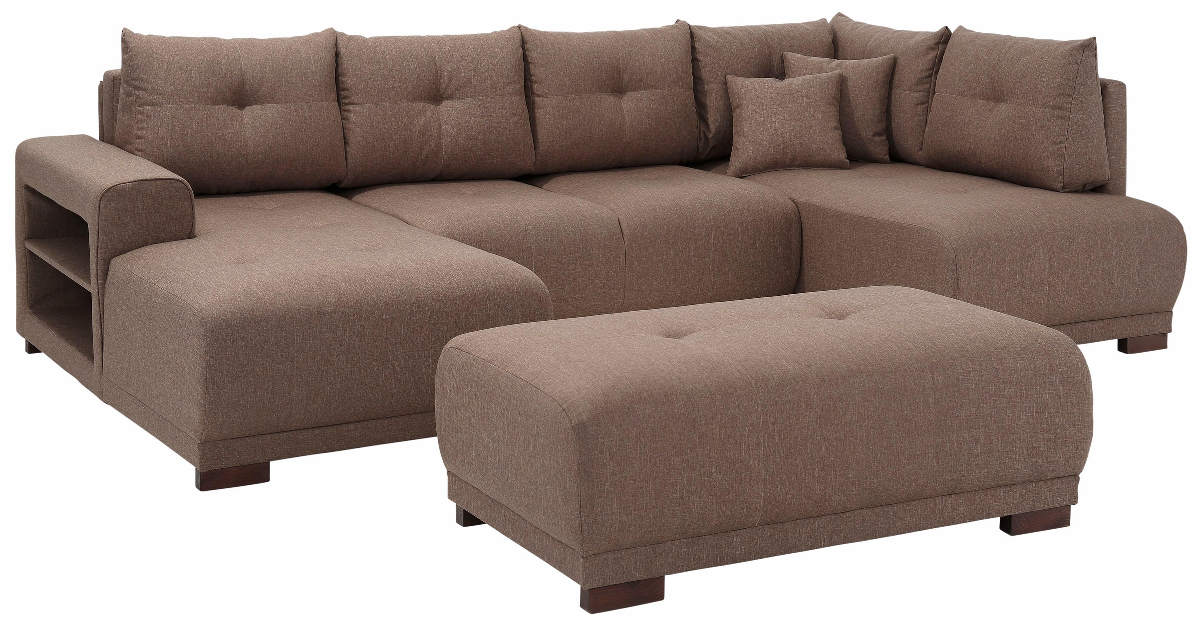 Home affaire Wohnlandschaft »Viborg U-Form«, mit Regal in der Armlehne, wahlweise mit Bettfunktion