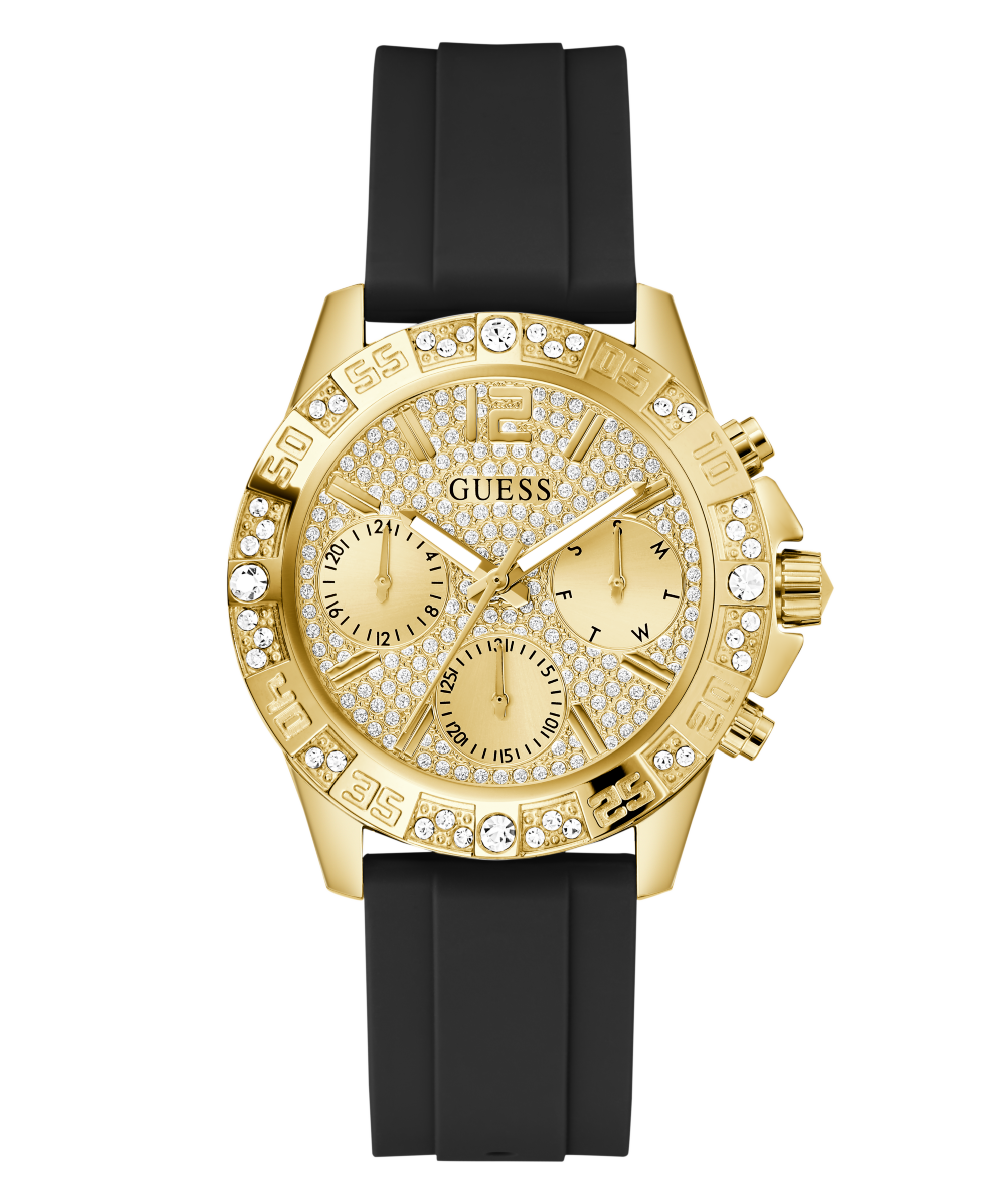 Guess Multifunktionsuhr »MAJESTY« Quarzuhr, Armbanduhr, Damenuhr, Silikonarmband, Datum
