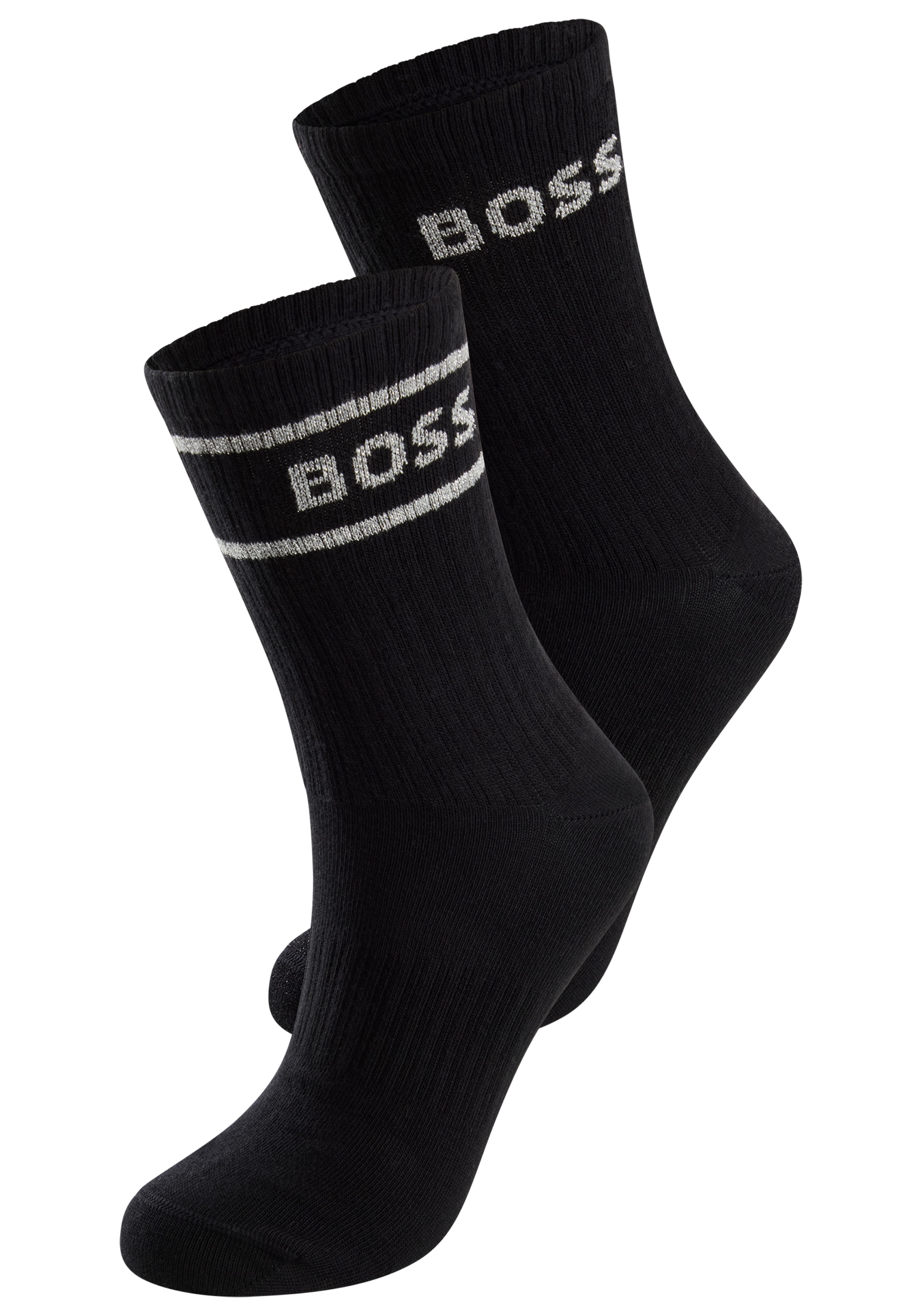 BOSS Socken, (2 Paar), sportiv, mit dezentem Locke, Fersen- und Zehenpartie verstärkt