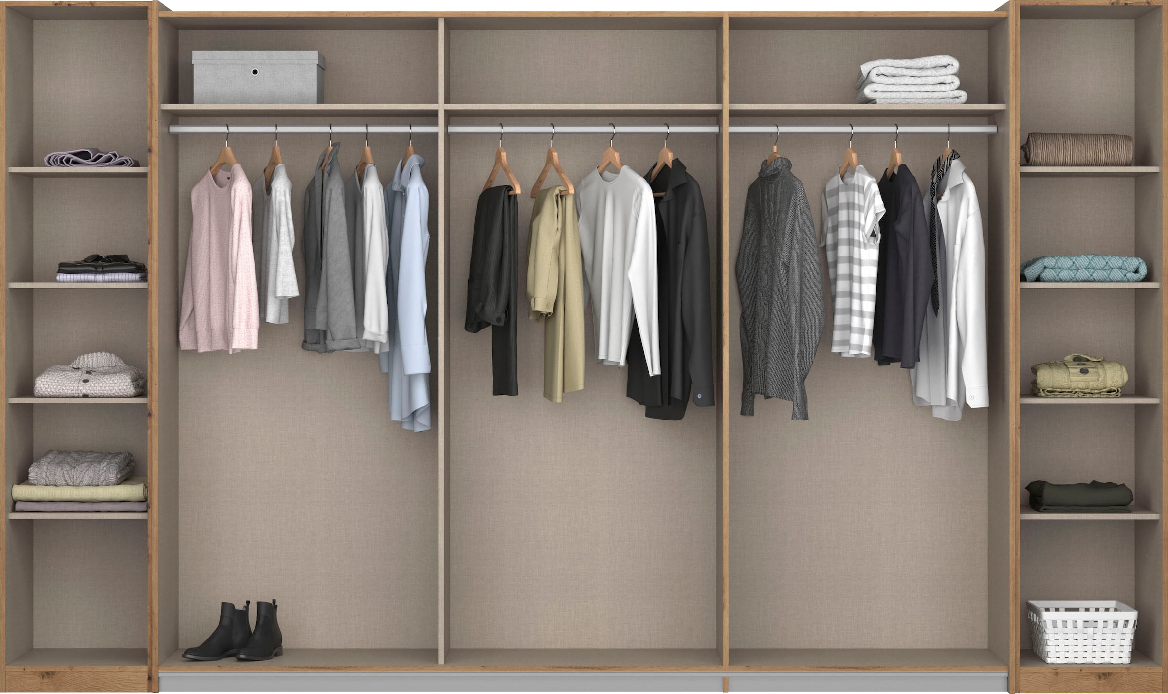 rauch Schwebetürenschrank »Kleiderschrank Drehtürenschrank Schrank Garderobe KRONACH TOPSELLER«, mit Dreh- und Schwebetüren und Spiegel, viele Böden MADE IN GERMANY