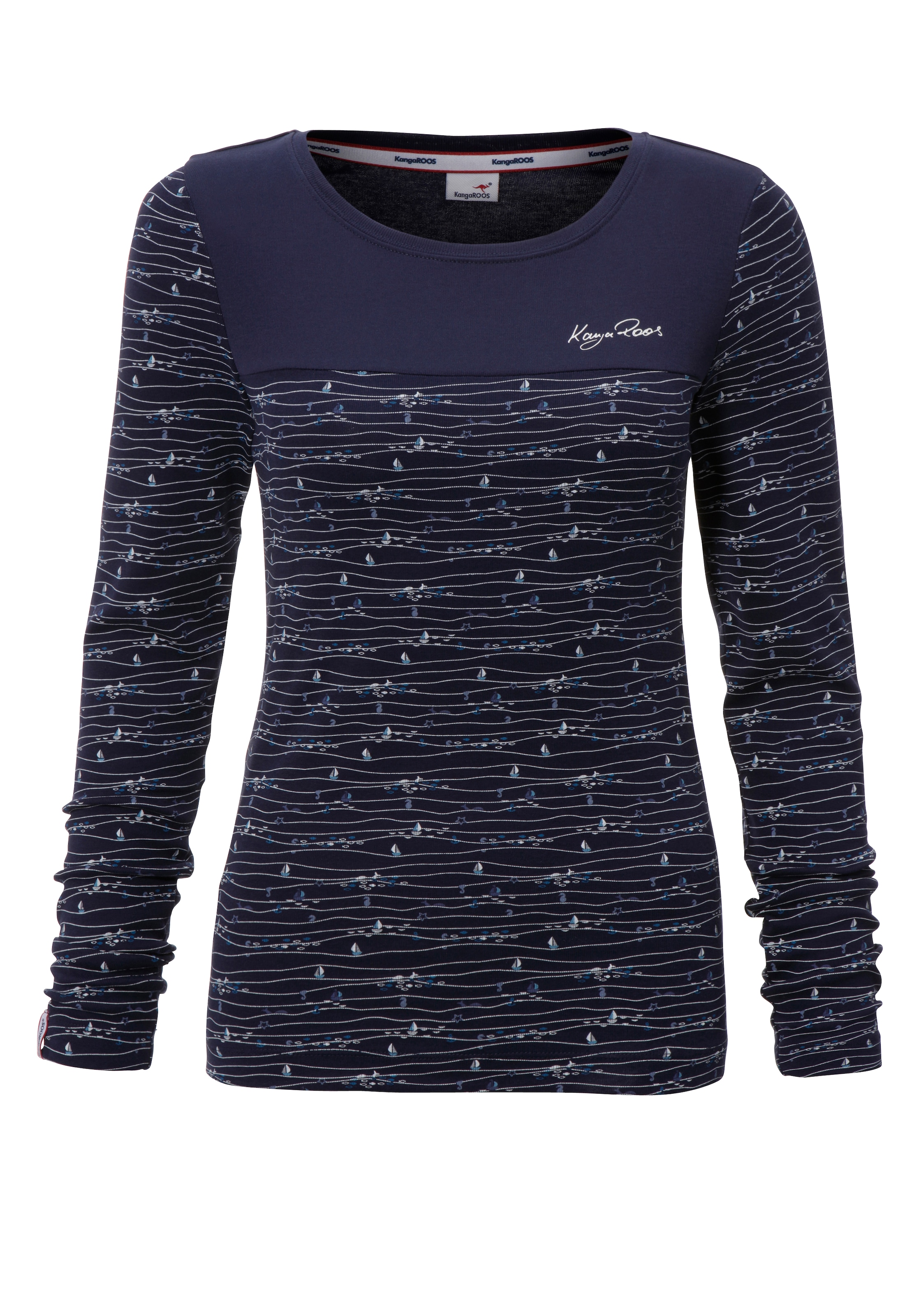 KangaROOS Langarmshirt Langarm,  sehr figurbetont,  aus Baumwolle