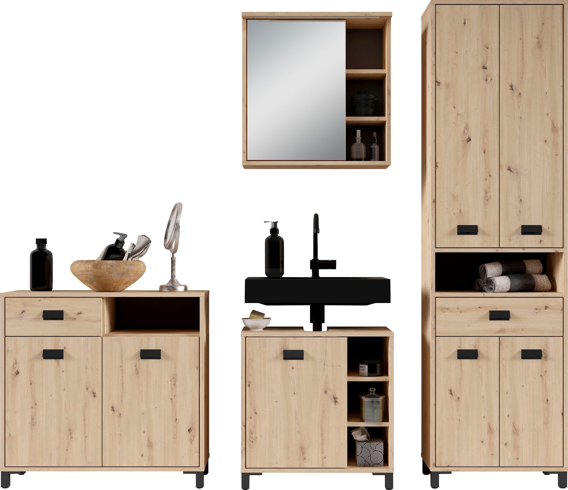 byLIVING Waschbeckenunterschrank »Wellness«, (1 St.), 60cm Waschbeckenunterschrank mit Metallgriff und viel Stauraum.