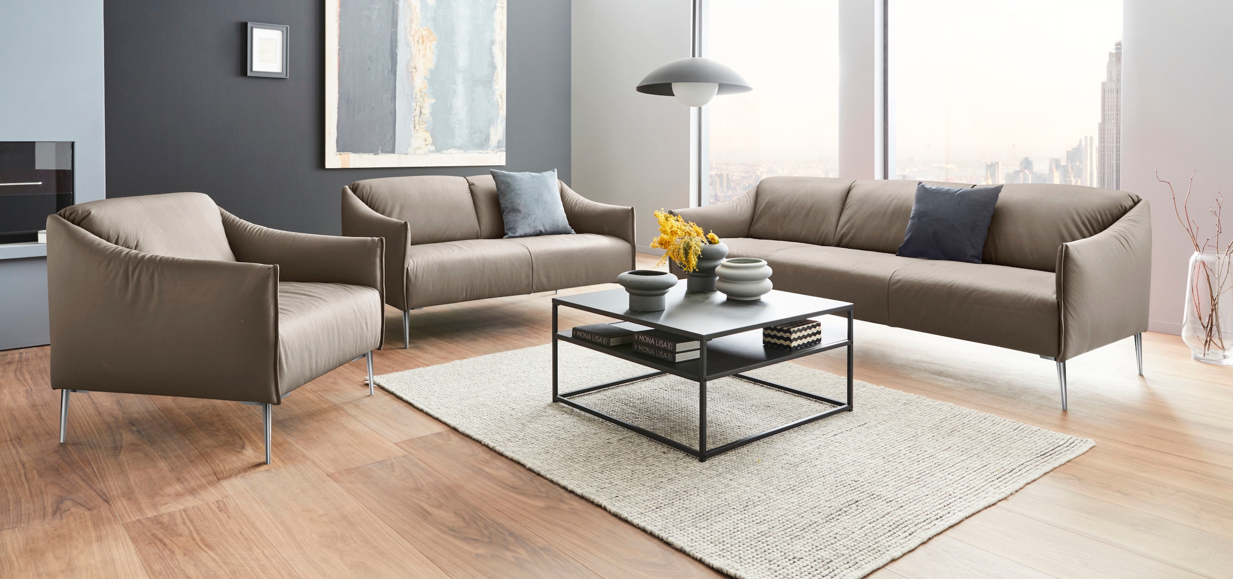 W.SCHILLIG 3-Sitzer »sally«, mit Metallfüßen in Chrom glänzend, Breite 224 cm
