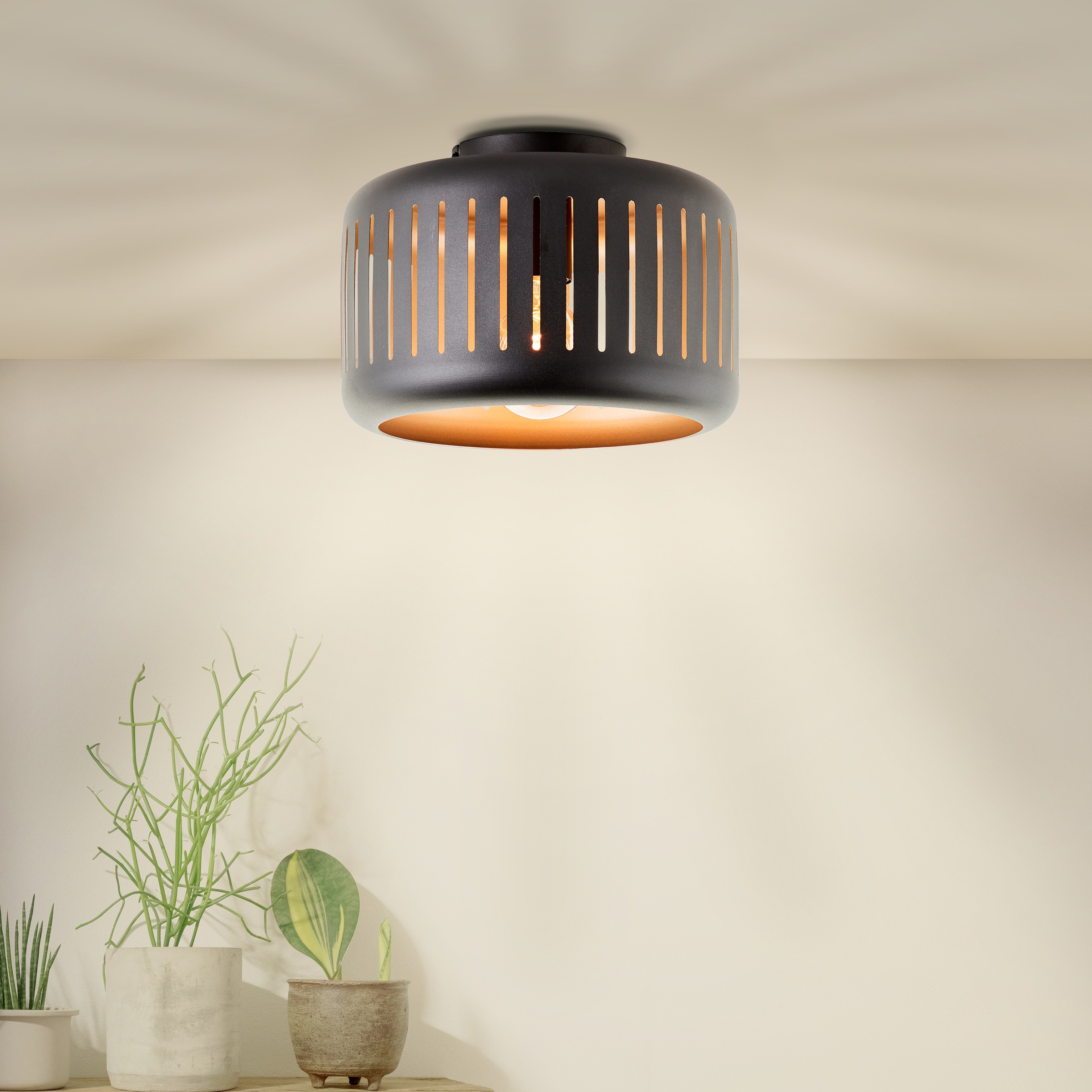 Brilliant Deckenleuchte »Tyas«, 1 flammig, Leuchtmittel E27 | ohne Leuchtmittel, 19 x 27 cm, E27, Metall, schwarz/goldfarben