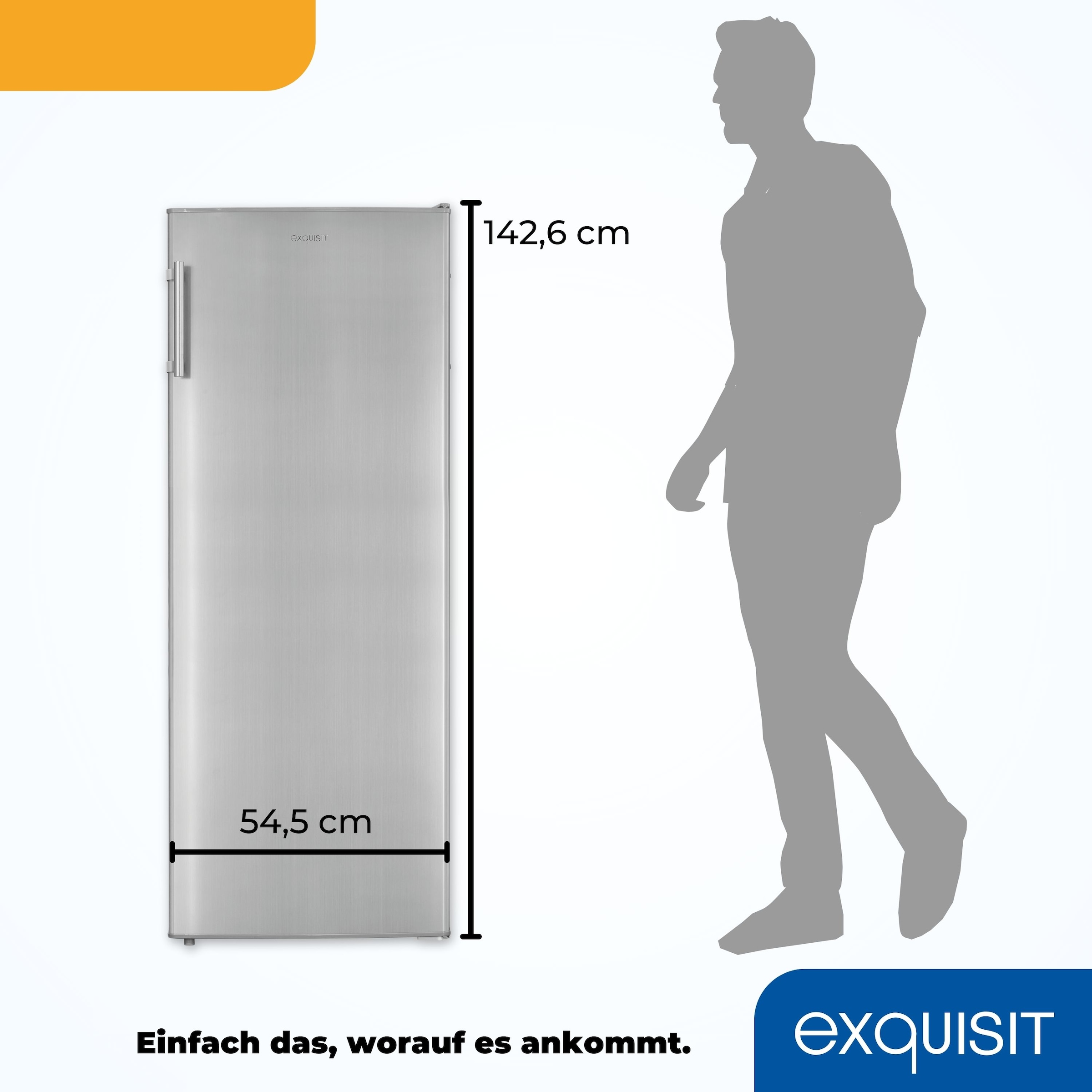 exquisit Vollraumkühlschrank »KS320-V-H-040D inoxlook« 142,6 cm hoch 54,5 cm breit Flexibel & effizient: 242 L Kühlschrank mit Abtau-Automatik