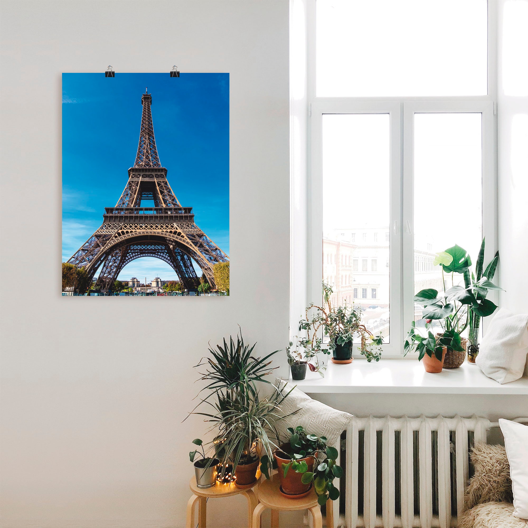 Artland Poster »Blick auf den Eiffelturm in Paris II«, Gebäude, (1 St.), als Alubild, Leinwandbild, Wandaufkleber oder Poster in versch. Größen