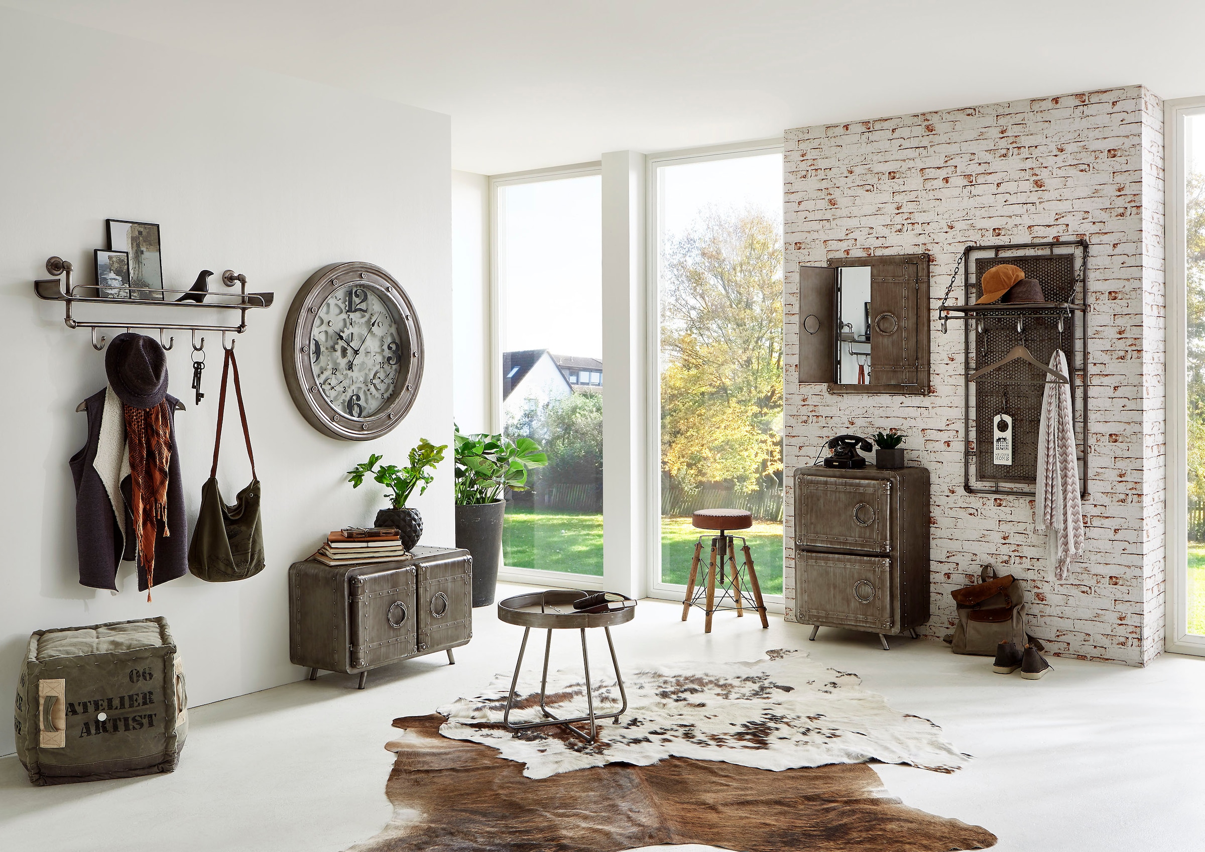 HAKU Garderobenhaken »Flurgarderobe, Garderobe, Garderobenhaken, Garderobenleiste,« rechteckig - aus Metall Anthrazit - B/T/H 60/35/120 cm