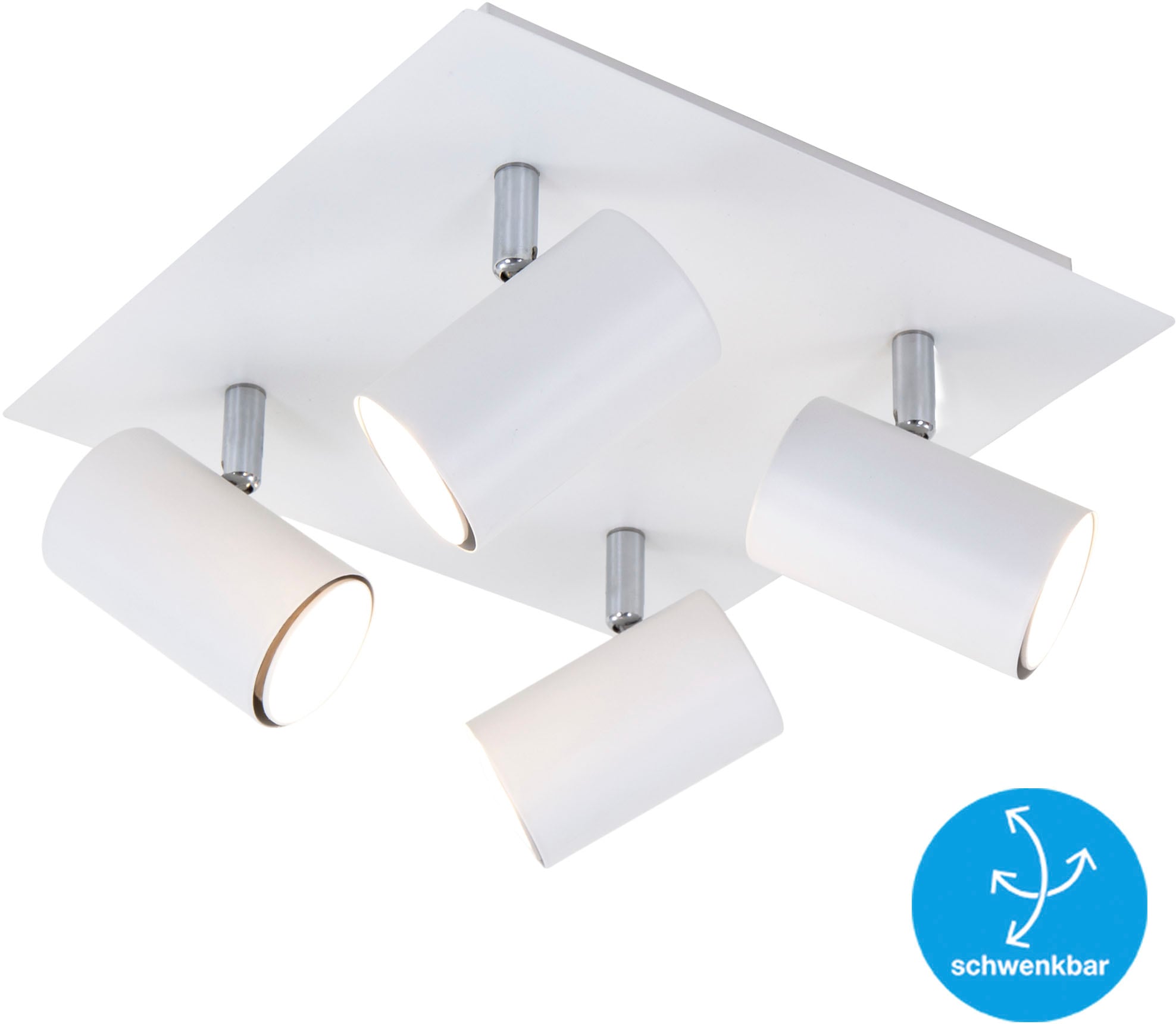 Briloner Leuchten LED Deckenspots »2857046 Run«, Leuchtmittel GU10 | Leuchtmittel wechselbar, Deckenlampe, 26,5x26,5x12,3cm, Weiß, max.40W, GU10, Wohnzimmer, Flur