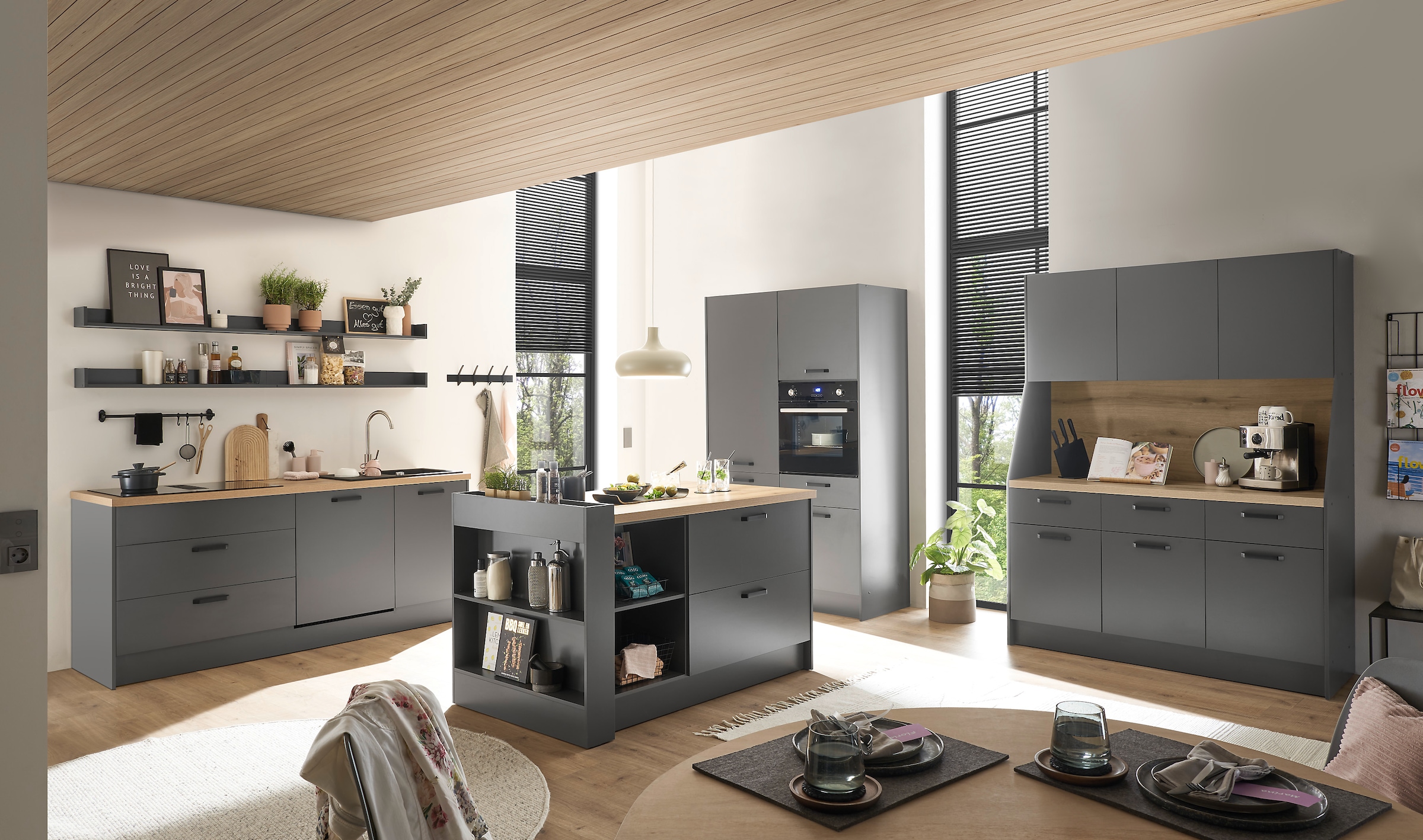 BASIC by Balculina Küchenzeile »Mykonos, Küchenzeile BxHxT 326x205x60«, Breite 326 cm, wahlweise mit E-Geräten, mit Softclose-Funktion