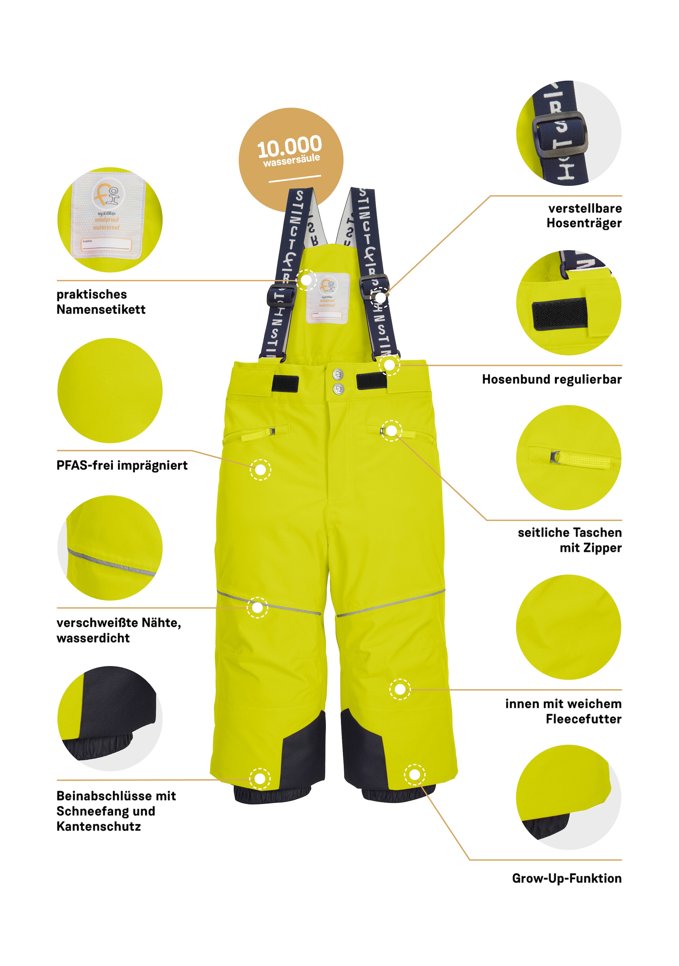 first instinct by killtec Skihose »FISW 48 MNS SKI PNTS«  Wasser- und winddichte Schneehose mit Grow-Up-Funktion und PFAs-frei