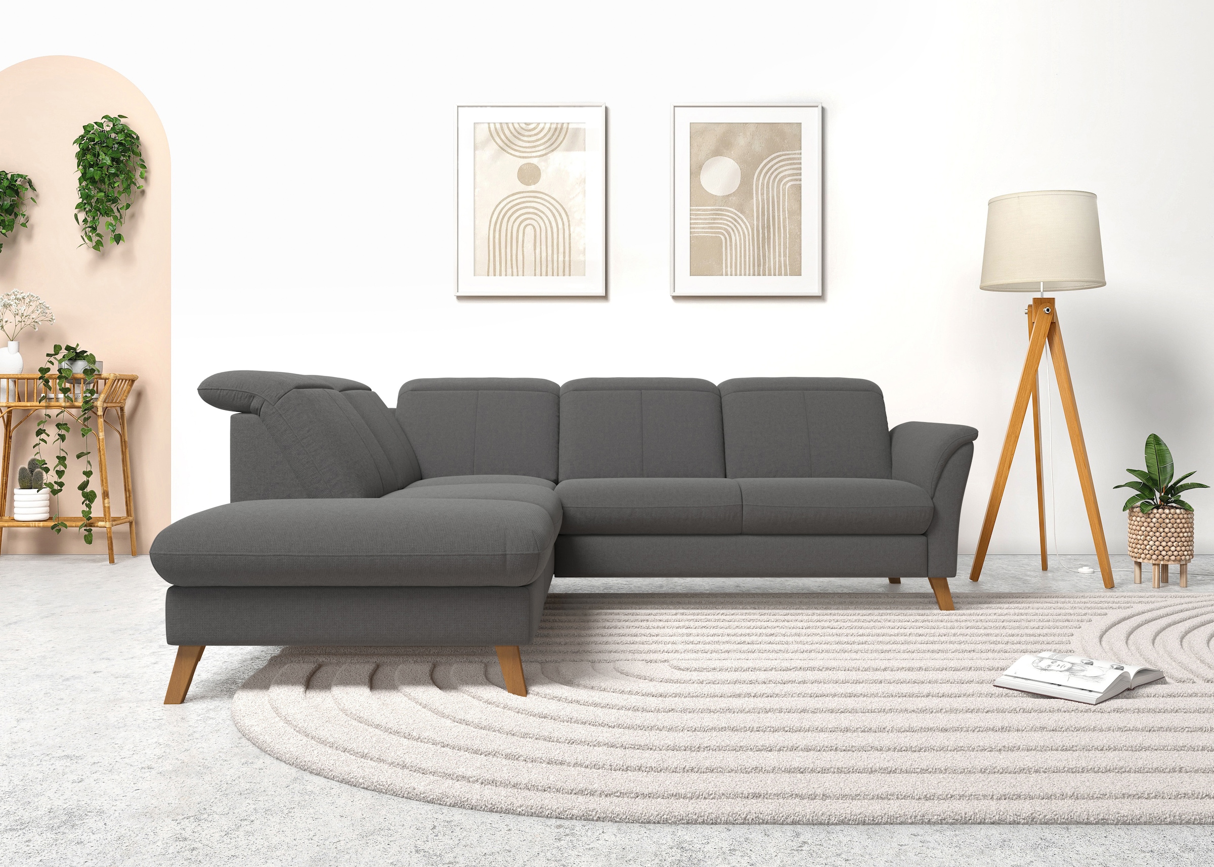 sit&more Ecksofa »Romero L-Form«, wahlweise mit oder ohne TV-Funktion, Bettfunktion, Bettkasten