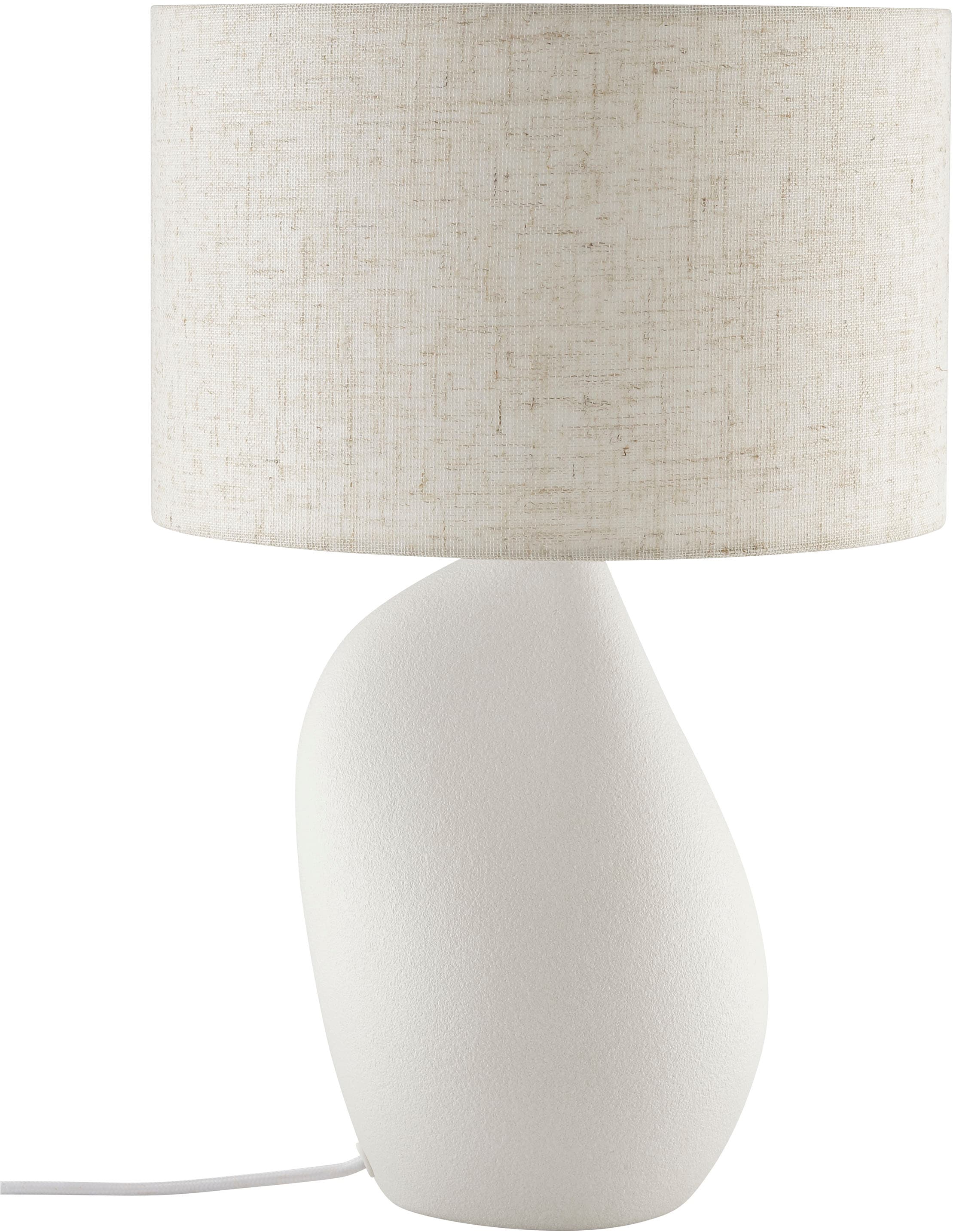 my home Tischleuchte »Stormi«, 1 flammig, Leuchtmittel E27 | ohne Leuchtmittel, Keramikfuß organische Form mit Textilschirm, 38 cm Höhe, 20 cm Ø