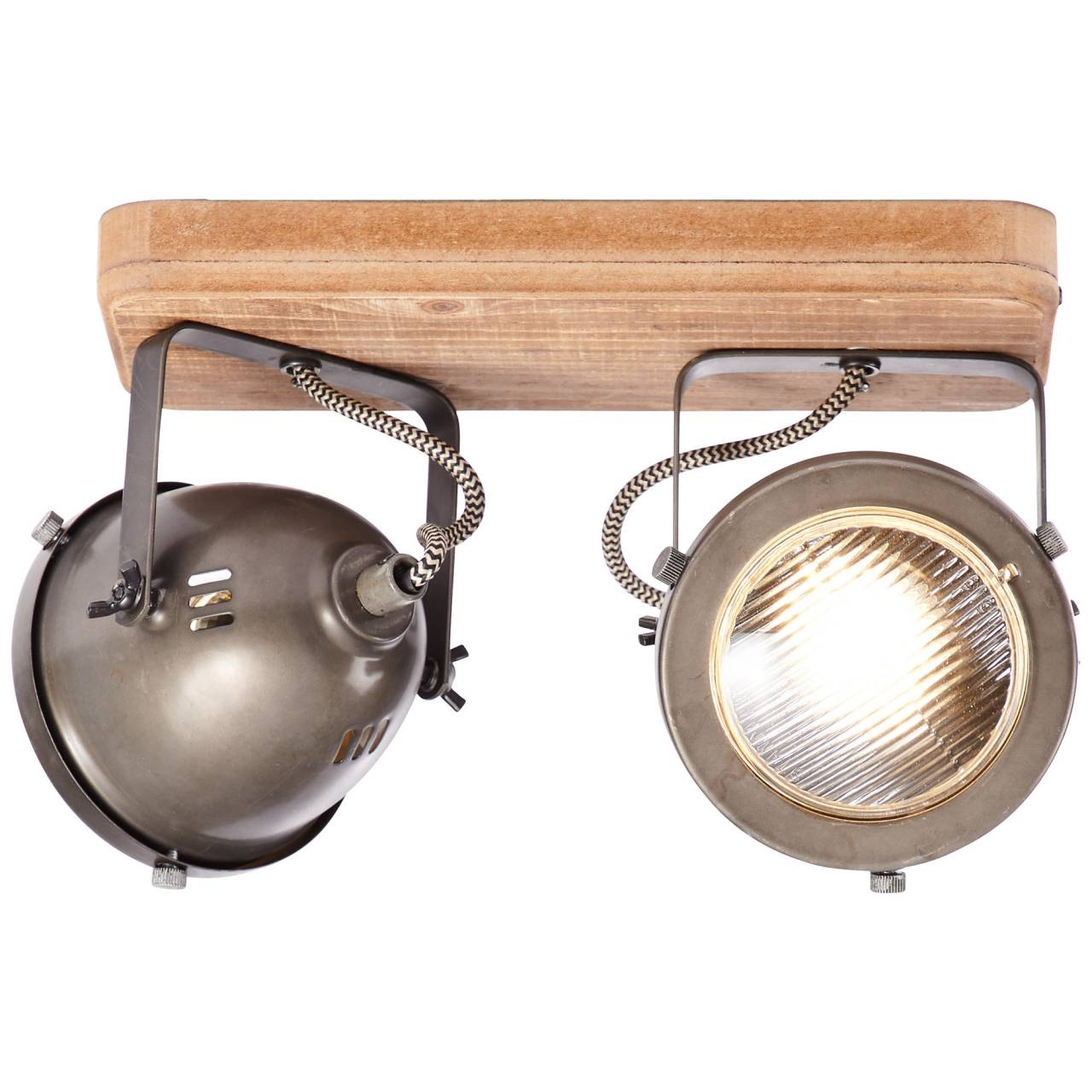 Brilliant Deckenstrahler »Carmen Wood«, 2 flammig, Leuchtmittel GU10 | ohne Leuchtmittel, Spotbalken 2flg burned steel/holz