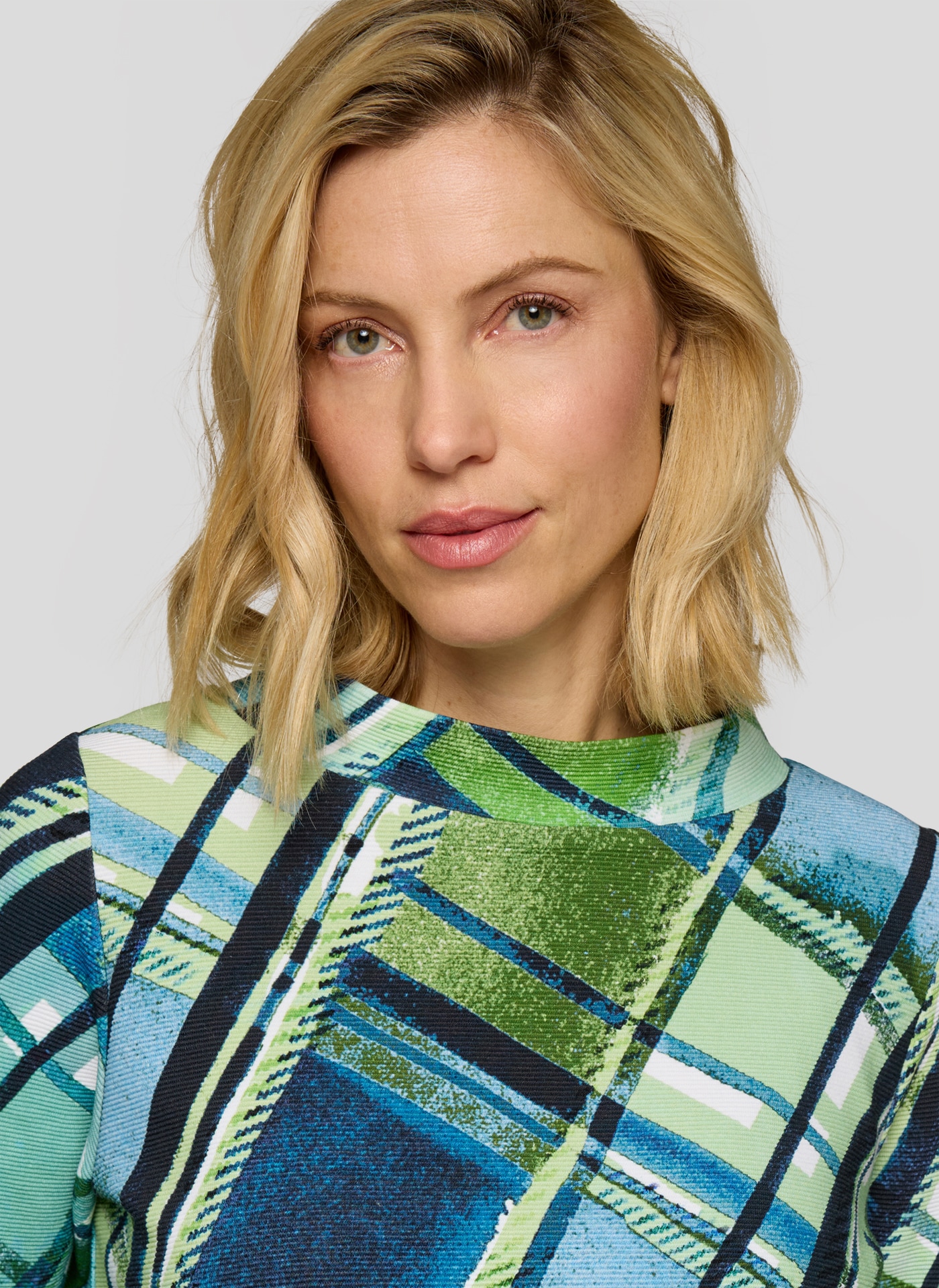 Rabe 3/4-Arm-Shirt mit grafischem Muster und Stehkragen