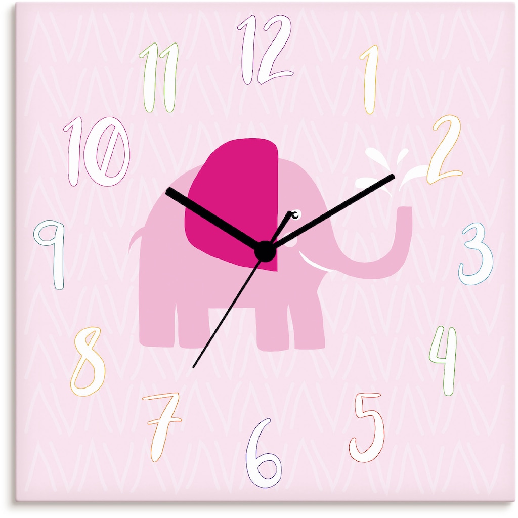 Artland Wanduhr »Elefant auf rosa«