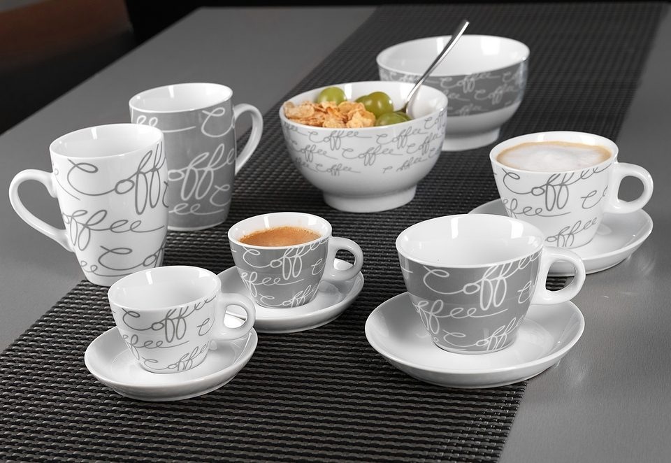 Ritzenhoff & Breker Cappuccinotasse »Cornello Grey«, (Set, 4 tlg.), 2 Tassen, 2 Untertassen