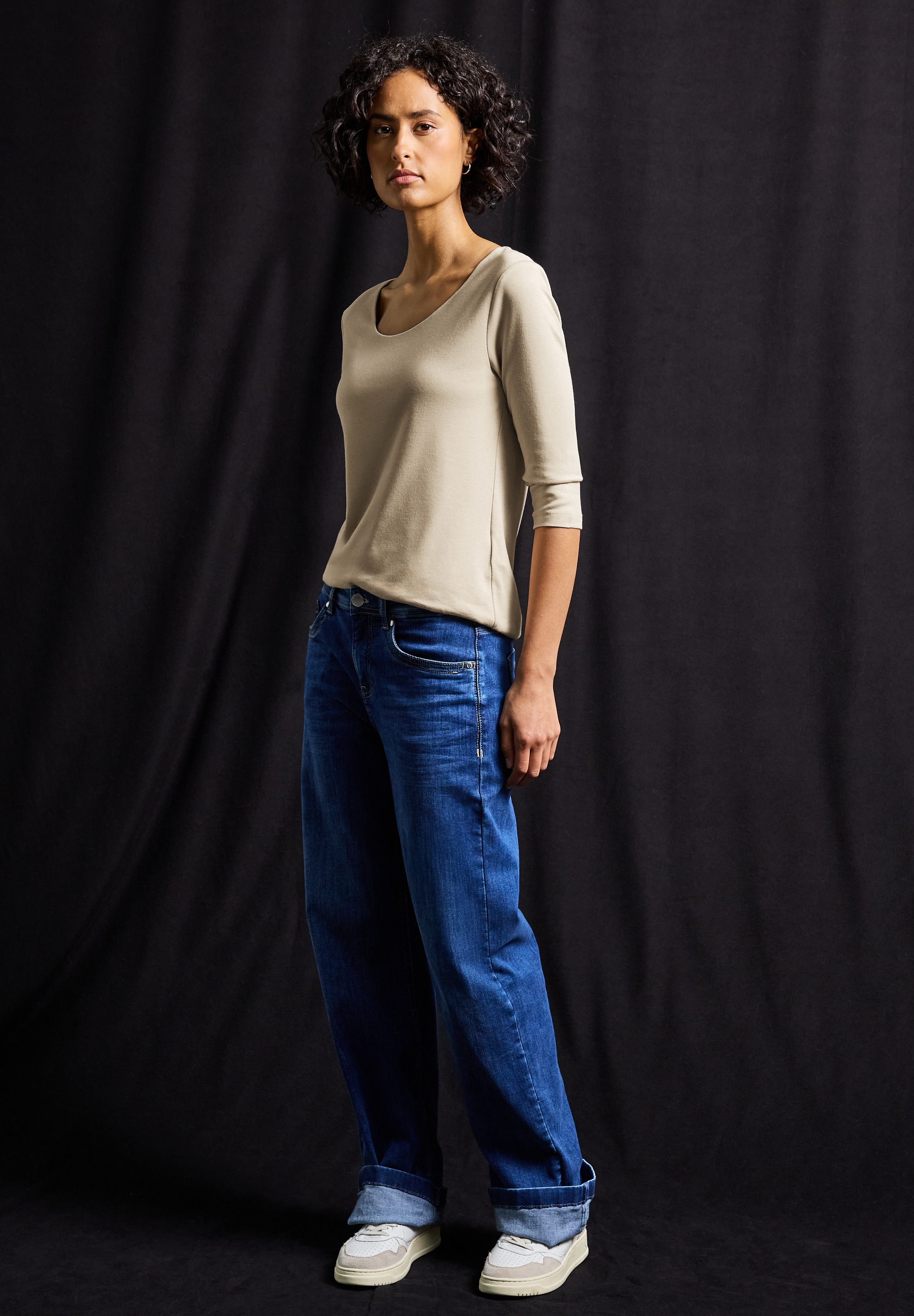 STREET ONE 3/4-Arm-Shirt »Style Pania«, im Basic-Style, mit Rundhals