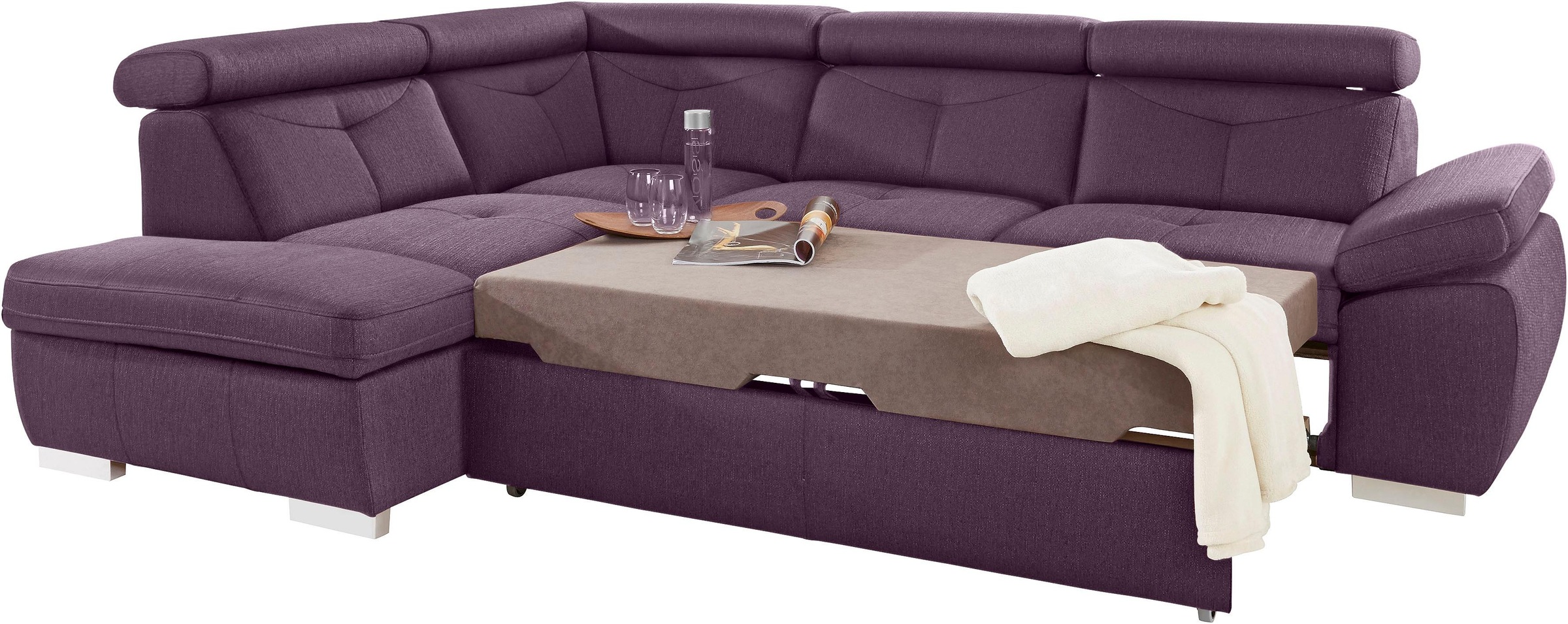 exxpo - sofa fashion Ecksofa »Spring, super bequem und komfortabel mit Armteil- und Kopfteilfunktion«, wahlweise mit Bettfunktion und Bettkasten, L-Form