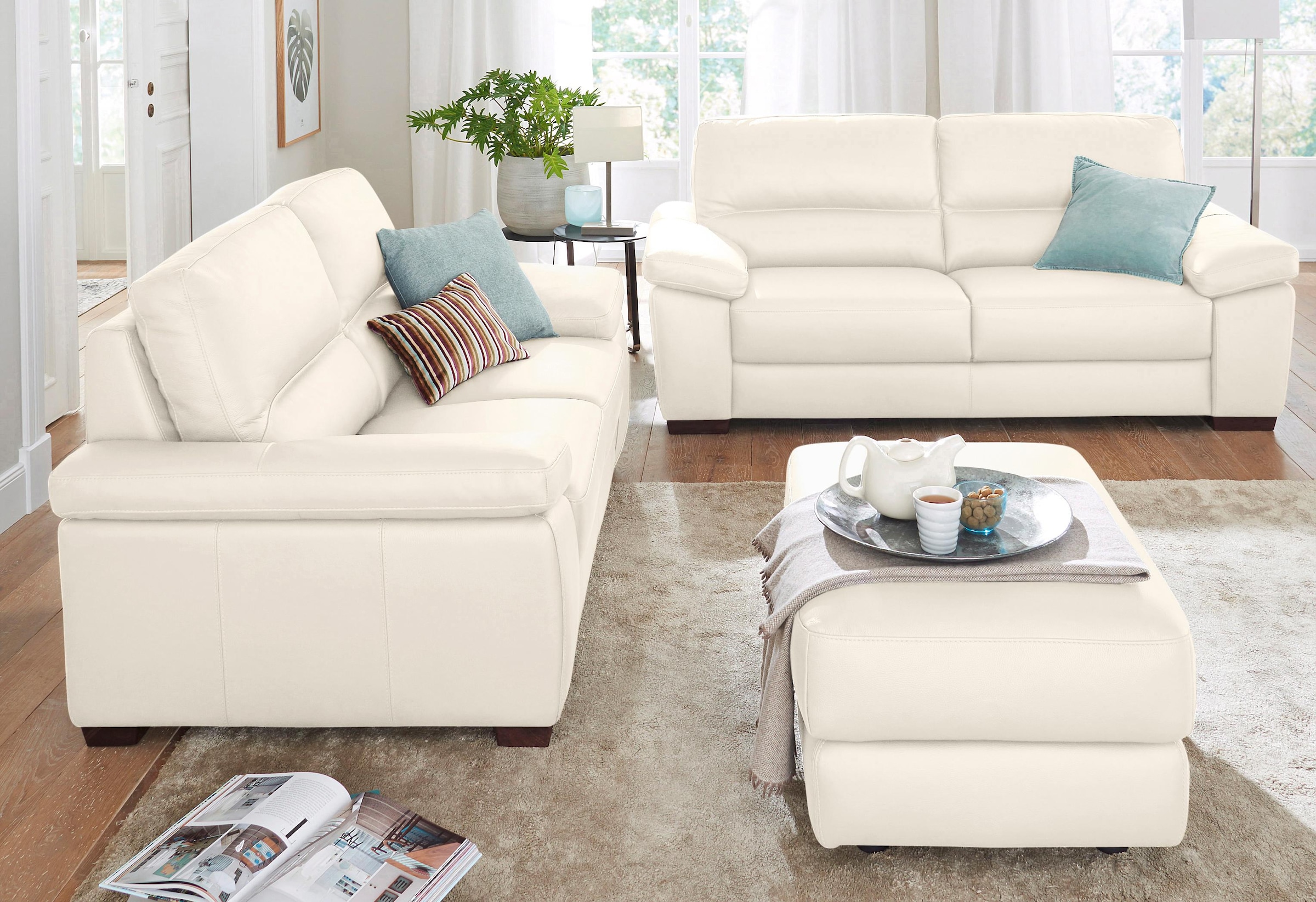 CALIA ITALIA Polstergarnitur »Gaia, hochwertige Garnitur aus 2-Sitzer und 3-Sitzer, edles Design«, (Set, 2 tlg.), Ledergarnitur, in zwei hochwertigen Lederqualitäten