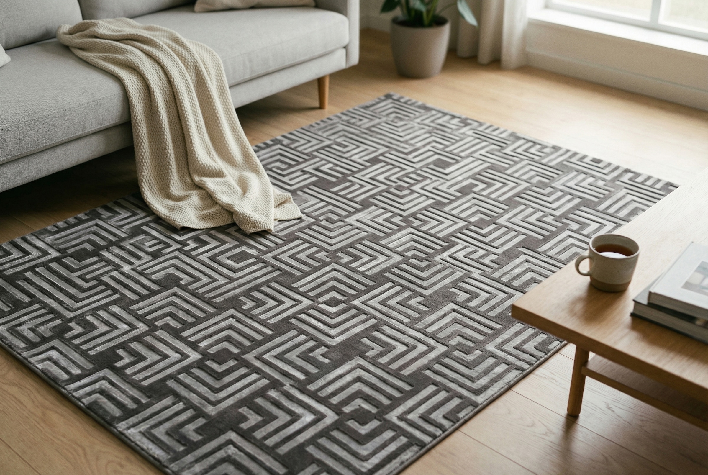 Kayoom Teppich »Calma 325« rechteckig 10 mm Höhe Kurzflor, 3-D Optik, Wohnzimmer