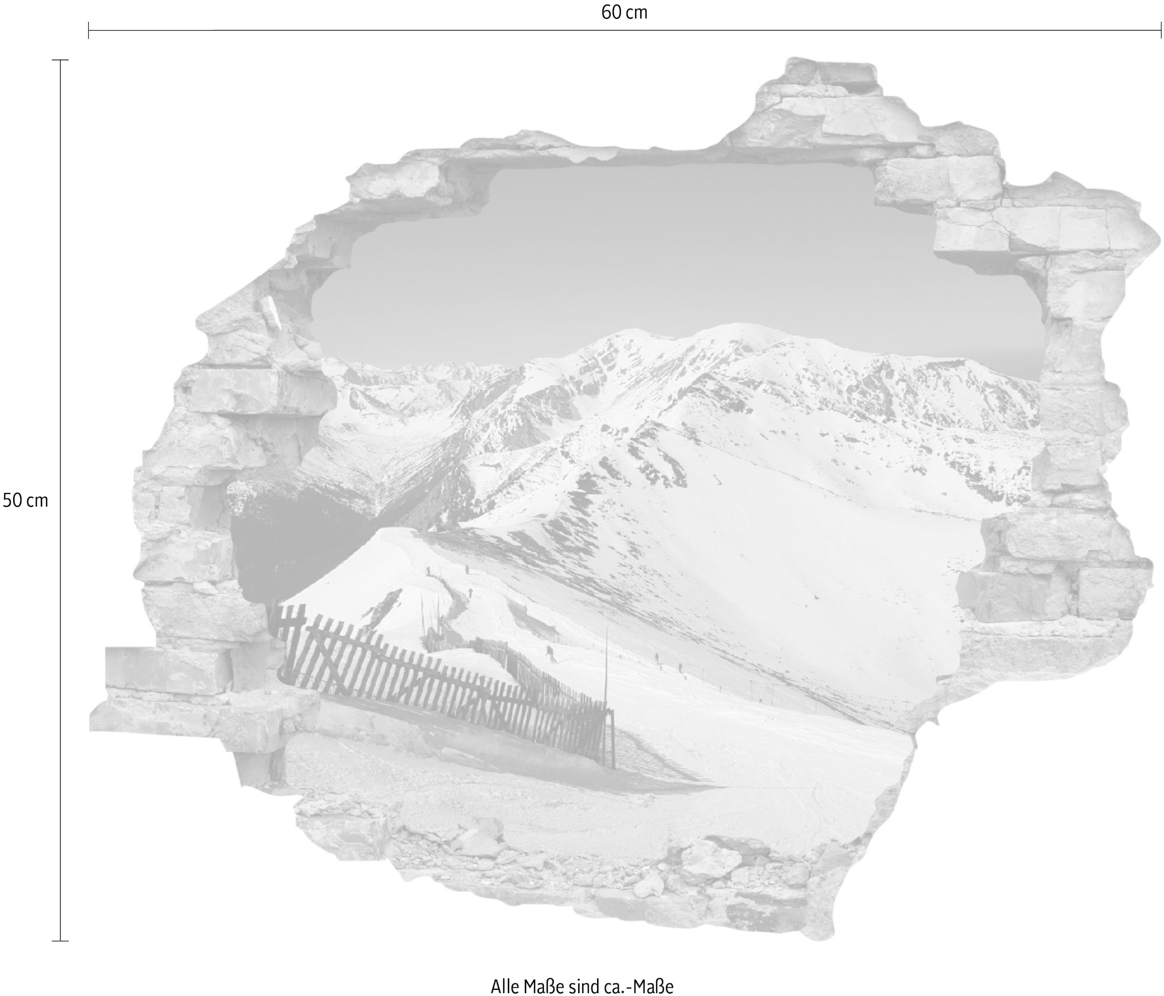 queence Wandtattoo »Berge«, (1 St.), Wandsticker, Wandbild, selbstklebend, 3D, Wanddurchbruch