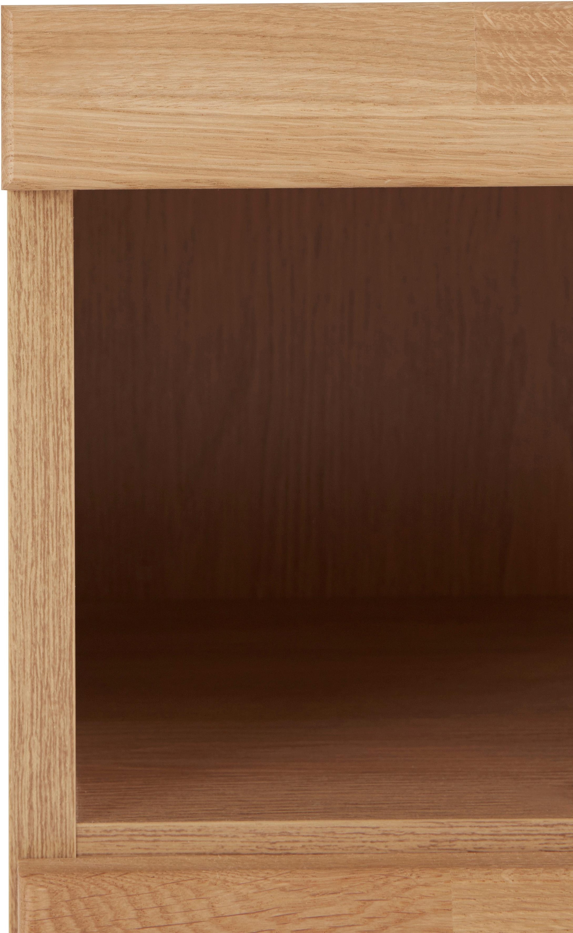 Home affaire Sideboard »Ribe,180cm breit, Fronten Massivholz,7 Fächer,Böden versetzbar«, Korpus Holzwerkstoff,Türen mit Glaseinsatz,3 breite Schubladen