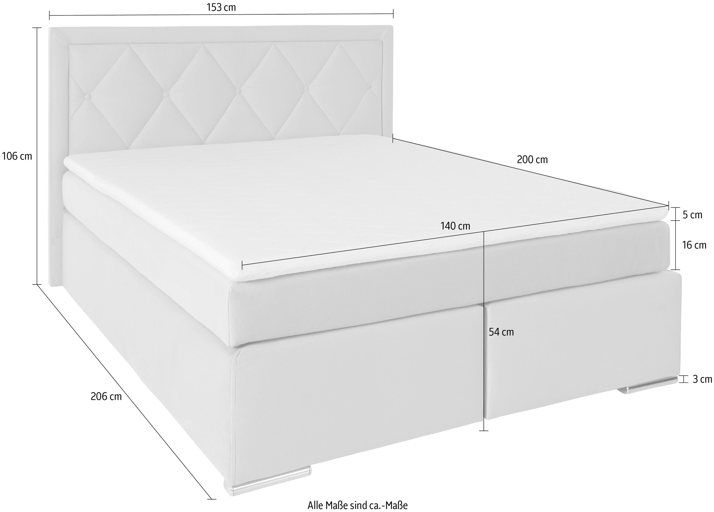 Leonique Boxbett »Alfie, Bestseller, wahlweise mit Bettkasten«, mit Knopfheftung im Kopfteil, H2, H3 und H4 wählbar