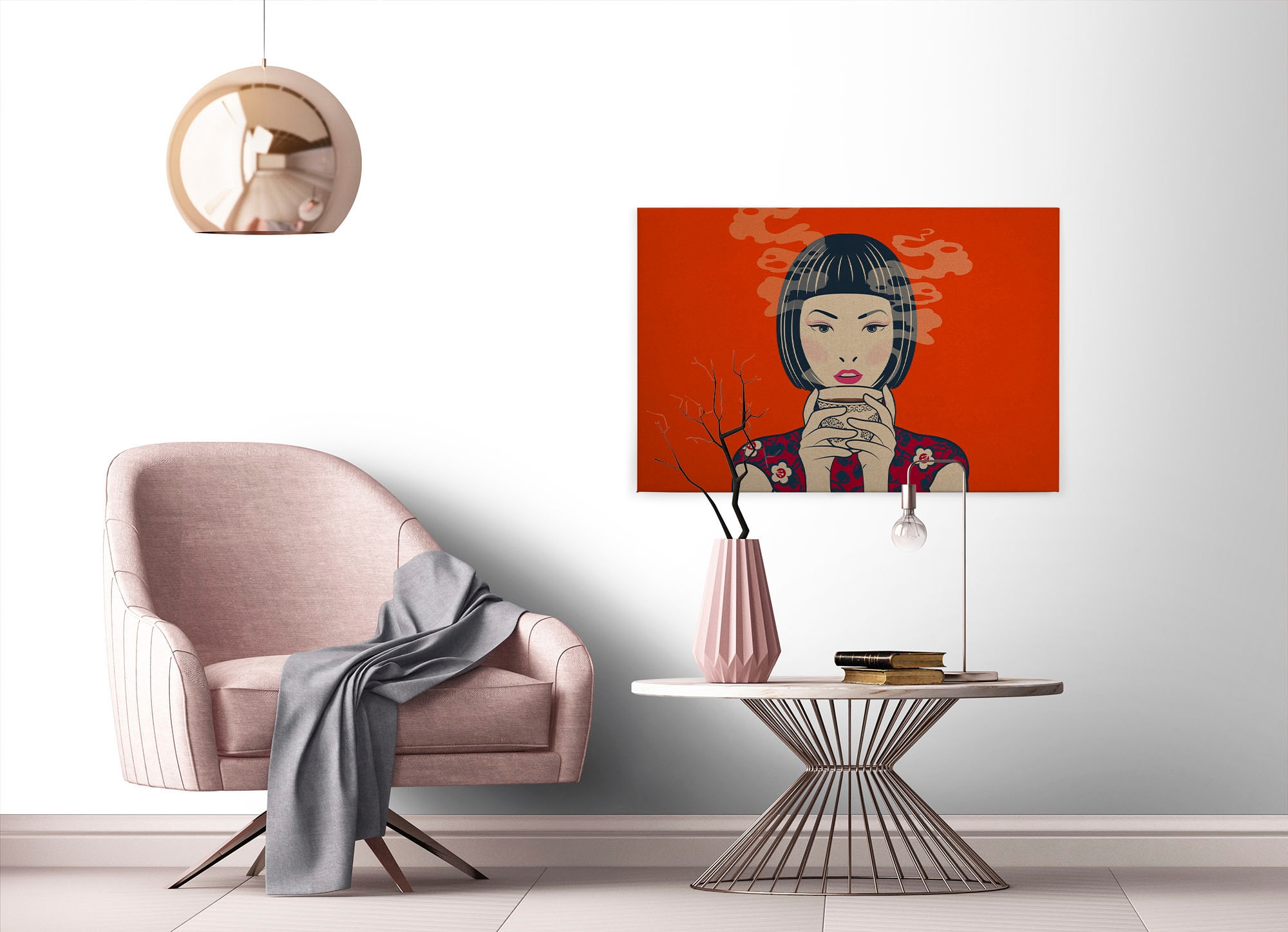 A.S. Création Leinwandbild »akari«, Kunst-Gemälde-Kinder, (1 St.), Keilrahmen Bild Asiatisch Frau Leinwand-Bild Wohnzimmer modern Kinder