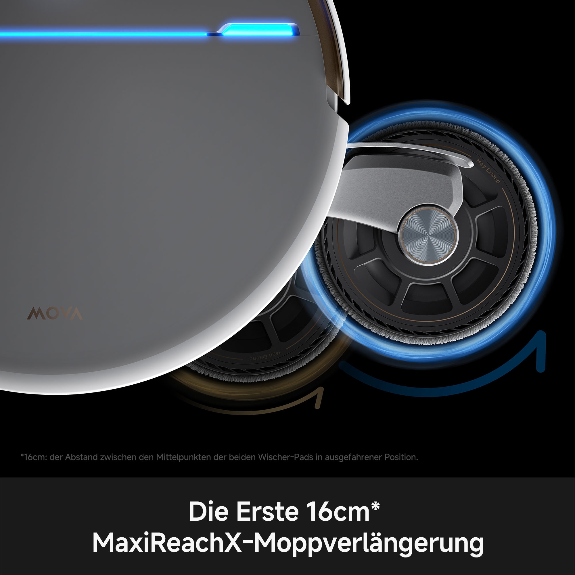 Mova Saugroboter »V70 Ultra Complete, MaxiReachX-Doppelverlängerung« 40.000 Pa Saugkraft, 15N Abwärtsdruck & 300 U/min Wischen