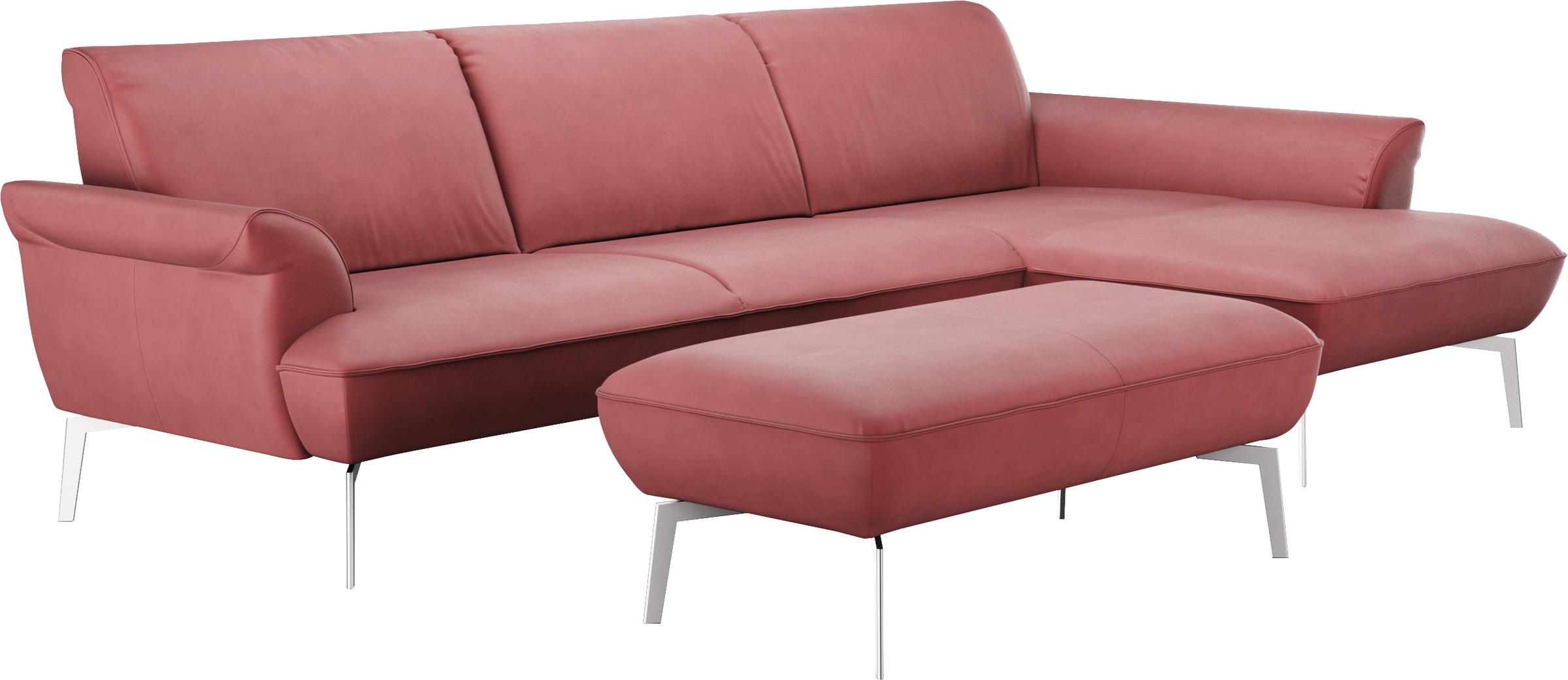 himolla Ecksofa »himolla 9900«, (mit Hocker), Recamiere rechts o. links, Füße Aluminium, mit Hocker