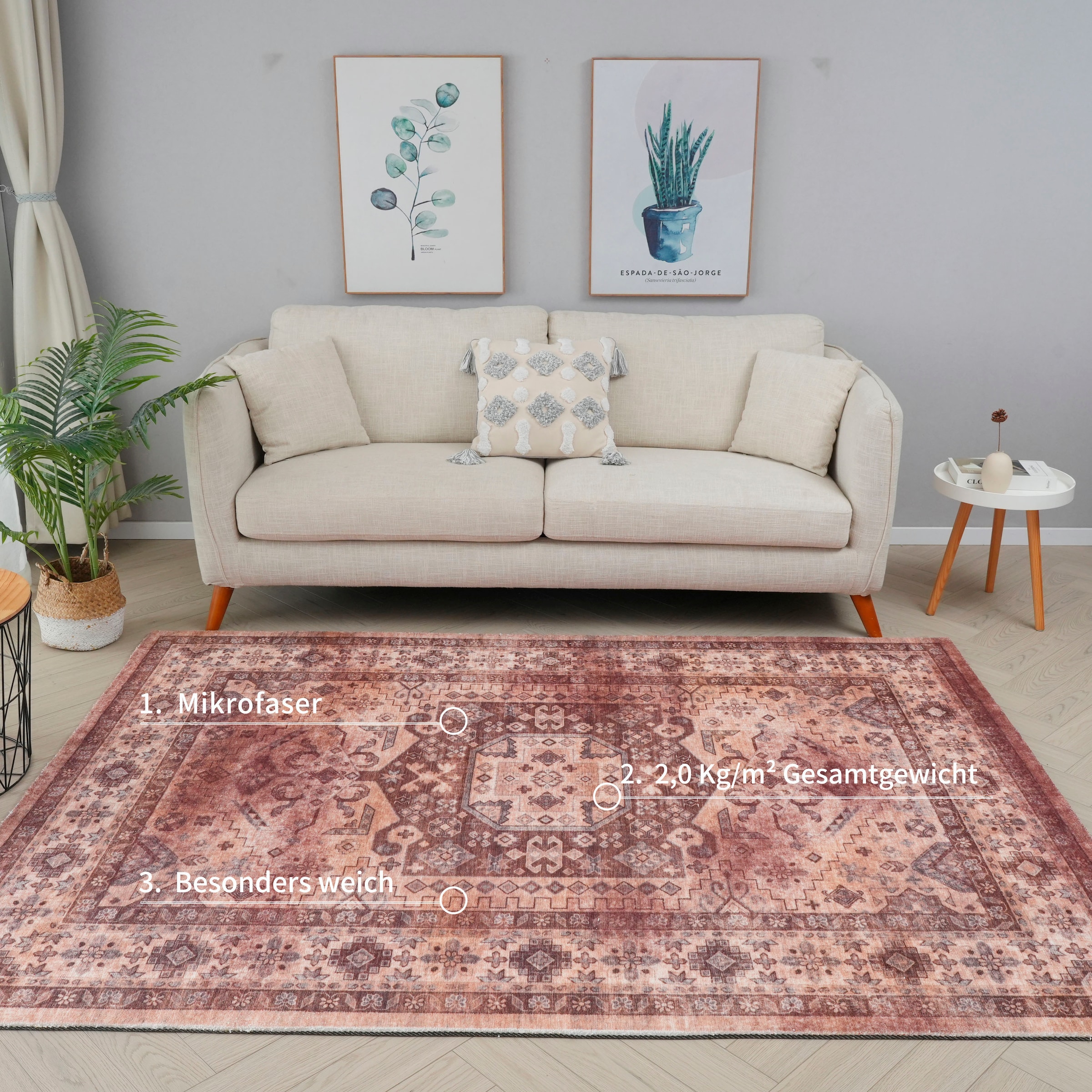 my home Teppich »Abbas, Druckteppich, orientalisches Design«, rechteckig, 13 mm Höhe, Orient-Optik, Kurzflor, bedruckt, weich, Wohnzimmer, Schlafzimmer