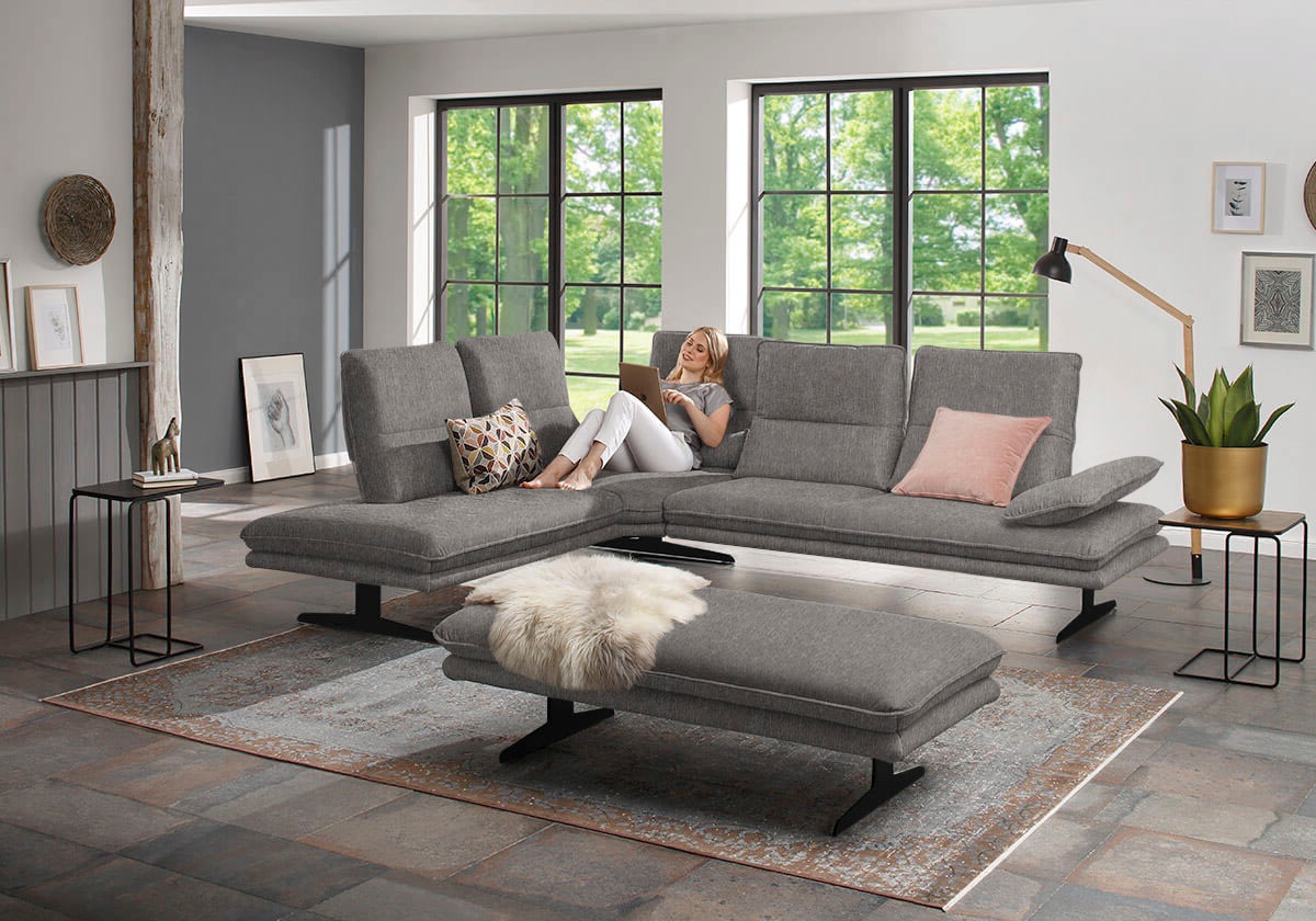 W.SCHILLIG Ecksofa »broadway, Designsofa, toller Sitzkomfort, zeitlos, elegant, L-Form«, Sitztiefenverstellung, Kopfteil- & Seitenteilverstellung, Breite 284cm